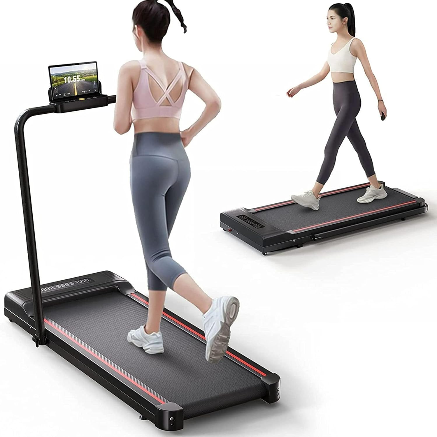 Sperax Walking Pad Treadmill,Under Desk Treadmills for Home, 3 in 1 Folding Treadmills Black Red