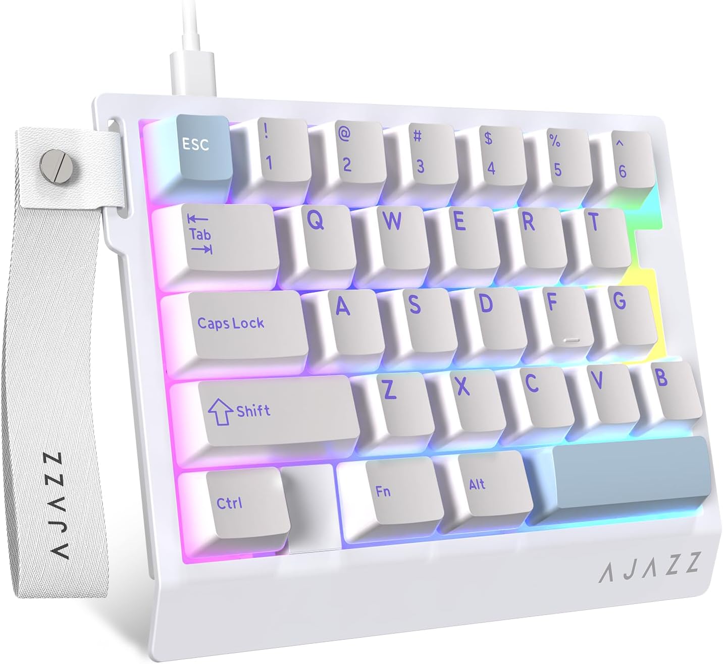 A.JAZZ AK029 Wired 29-Key One-Handed RGB Gaming Keyboard - White