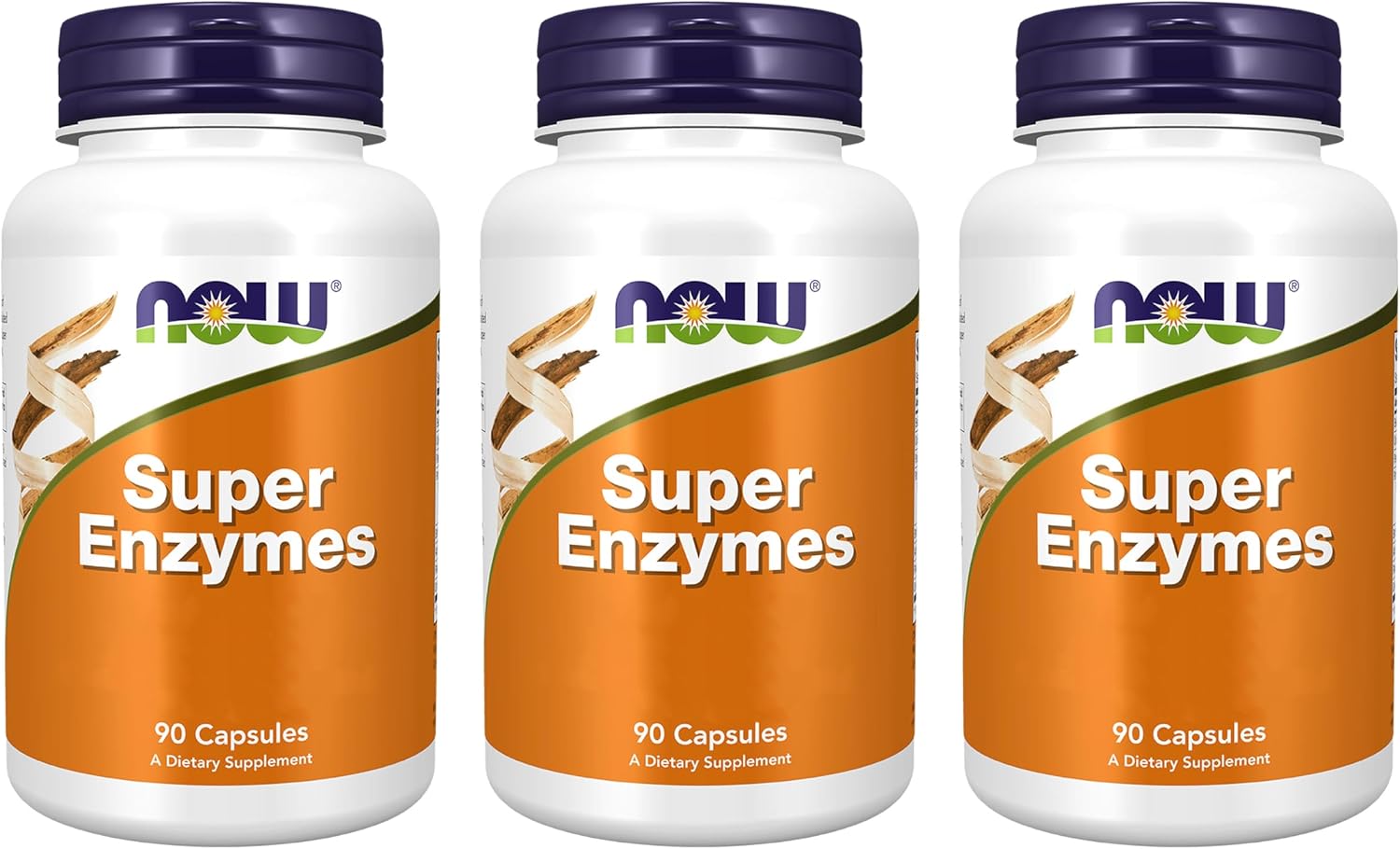 Now Foods, Super Enzyme, 3X 90 Capsules, Highly Dosed, Gluten Free, SOYA Free, Non-GMO, Triple-Pack