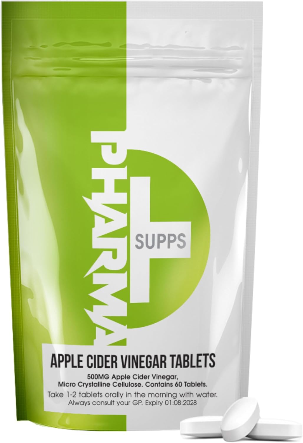Pharma Apple Cider Vinegar 500mg - High Strength ACV Supplement for Digestion, Detox & Weight Management - 60 Tablets, UK-Made, No Harsh Taste, Easy-to-Take Formula