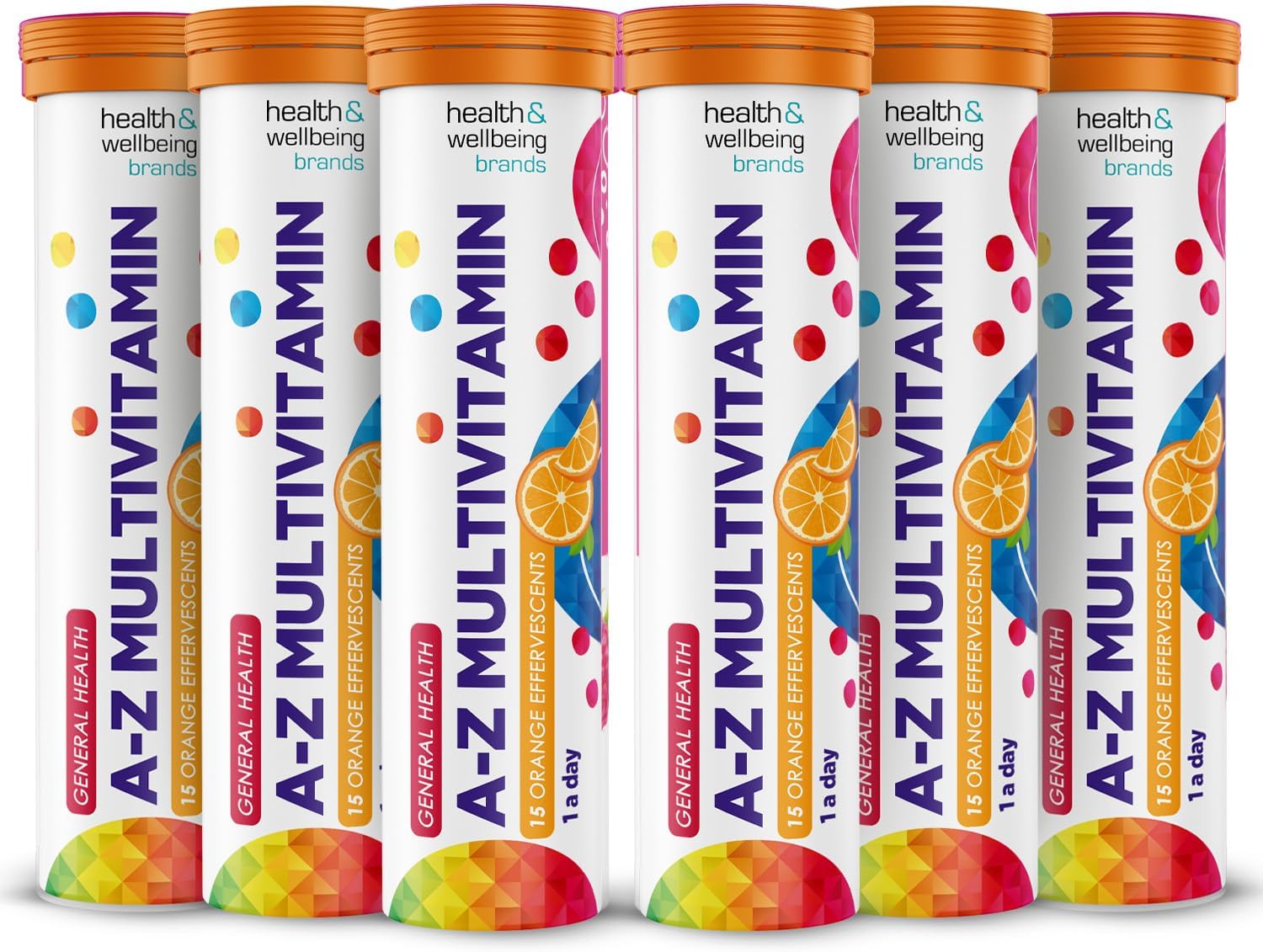 A-Z Multivitamin Orange Flavour Effervescent Tablets - High Strength Tablets for a Healthy Immune System 6 Tubs
