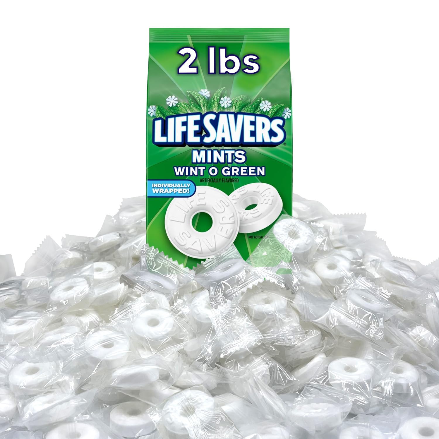 Mint Candy, 2 Pounds Candy - Holiday Individually Wrapped - Hard Mints Melts, Bulk Bag for Every Occasion - Holiday