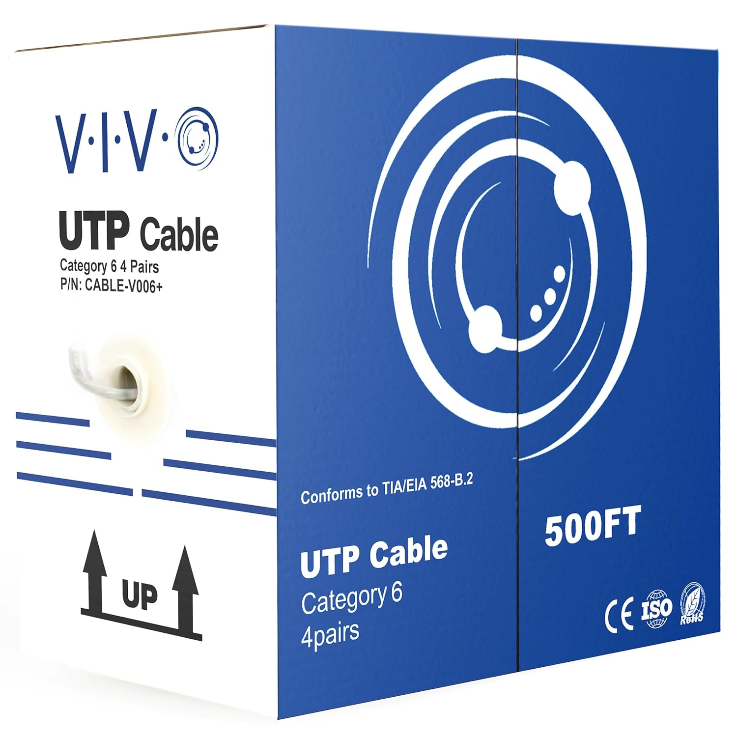 VIVO 500ft Bulk Cat6 Wire, CCA Ethernet Cable, 23 AWG, UTP Pull Box, LAN Network, Gray, CABLE-V006