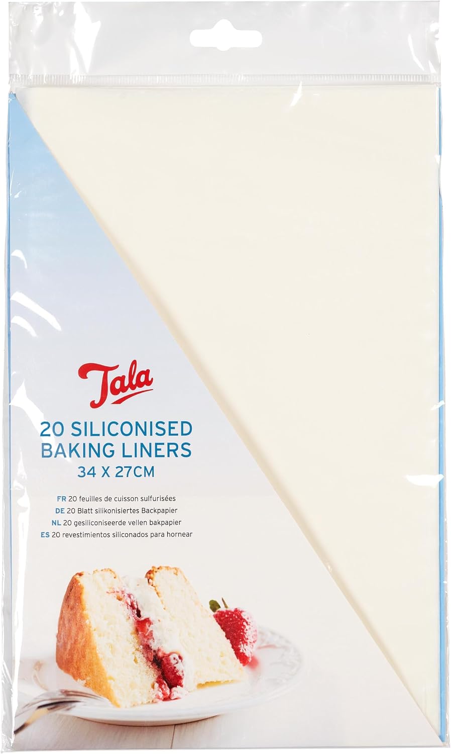 Tala Rectangular Siliconised Baking Liners, Baking Tray Liner to Prevent Sticking and Supports Quick Release for All Baked Products, Measures 34cm x 27cm, Pack of 20 Tray Liners