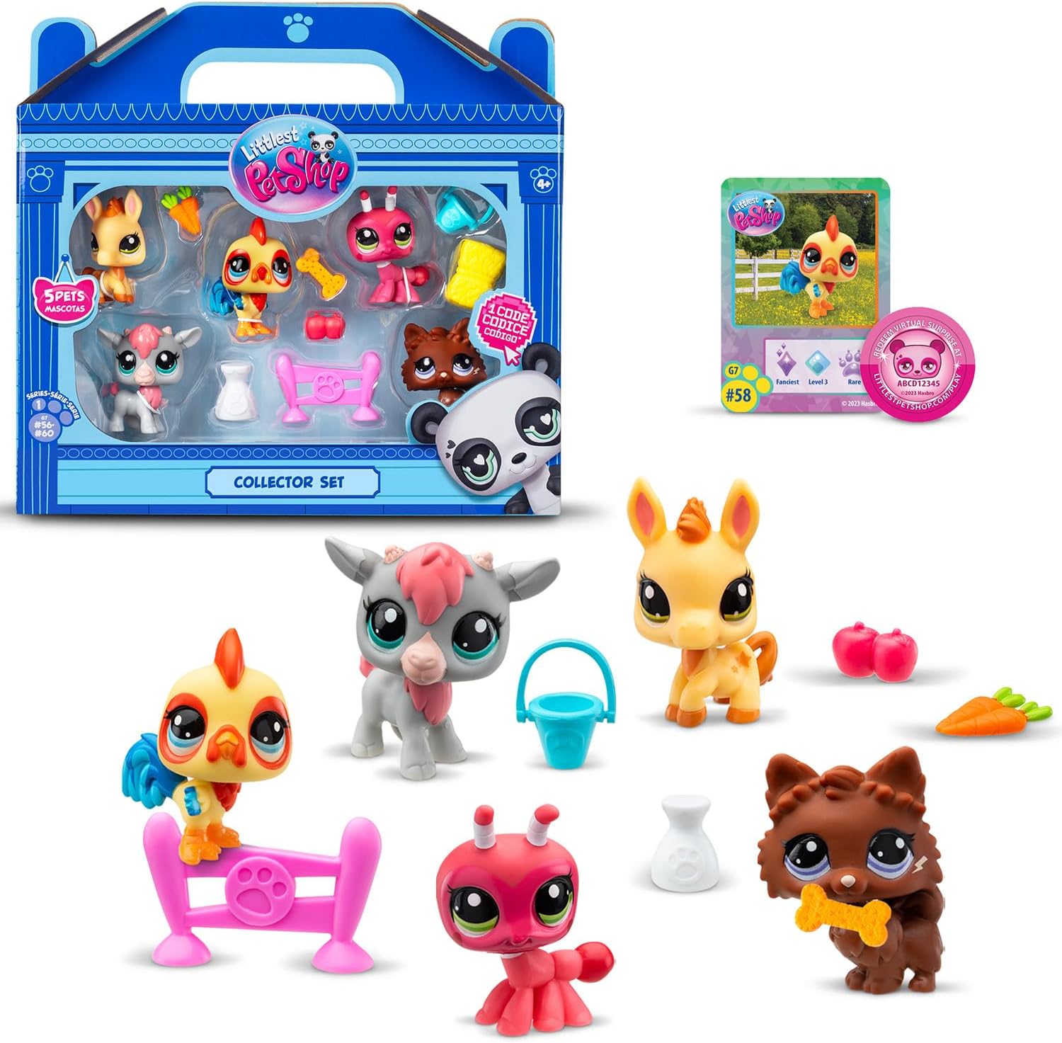 Littlest Pet Shop Collectors 5 Pack Barnyard | The Pack Contains 5 LPS Mini Pet Toys 7 Accessories 1 Collector Card And 1 Virtual Code | Collectable Toys For Girls And Boys