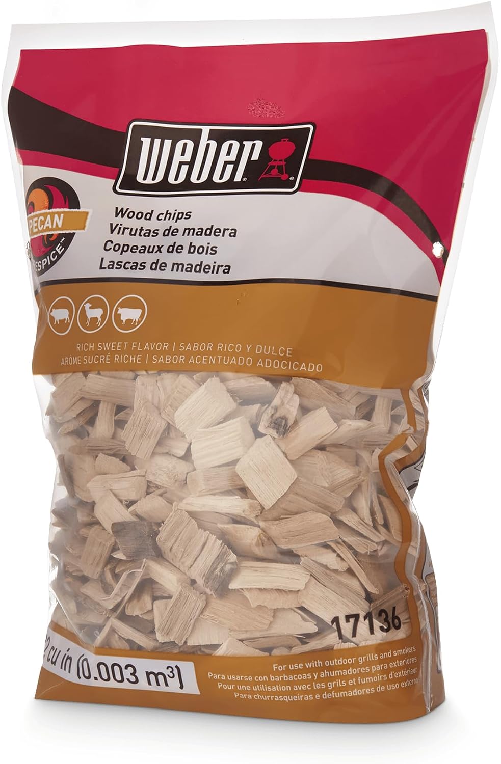 Weber® Pecan Wood Smoking Chips, Outdoor Cooking Fuel, 2 lb