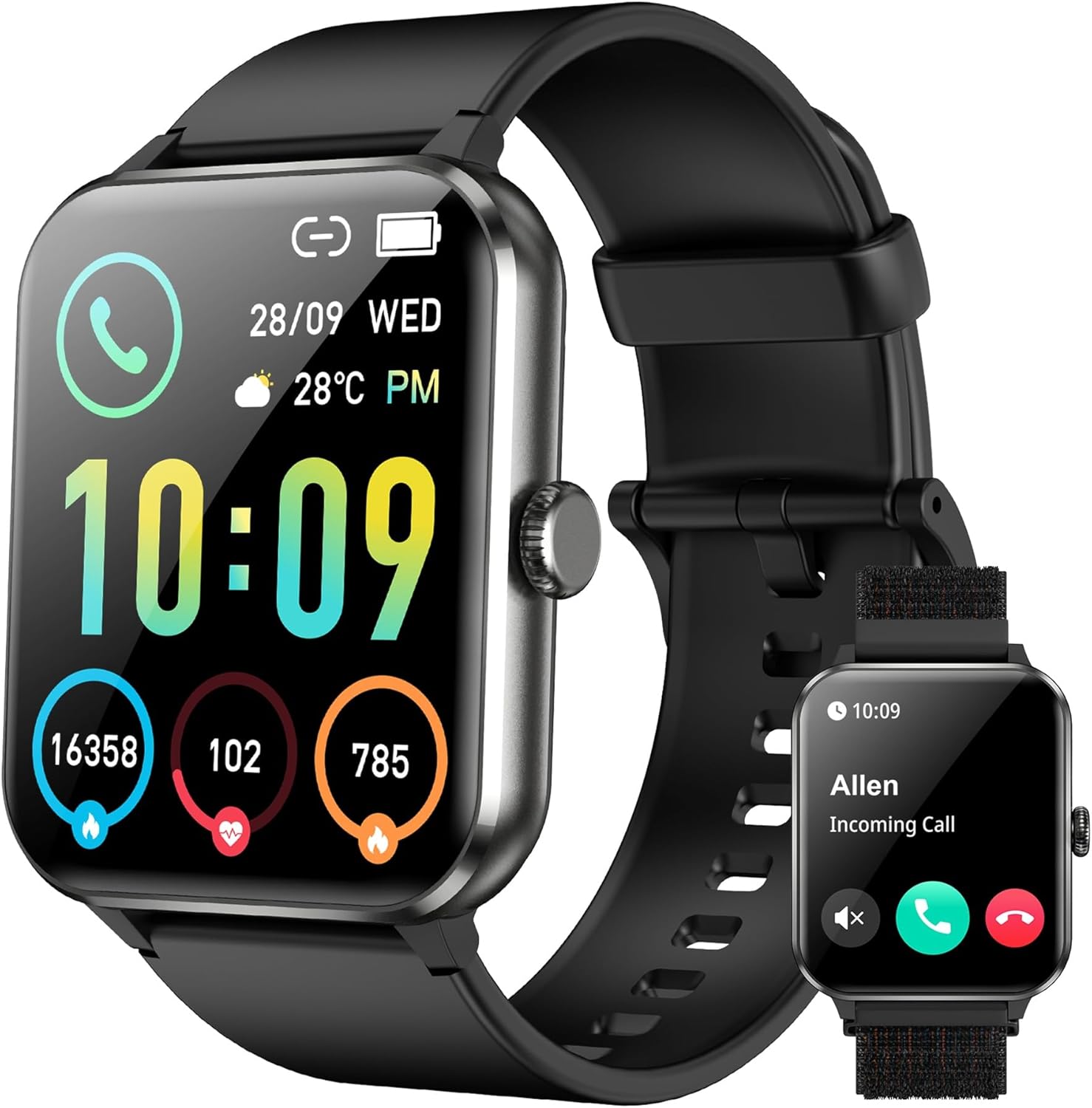 Smart Watch for Men Women, 1.85" Touch Smartwatch Answer/Make Calls, Fitness Watch with Heart Rate Sleep Monitor Step Counter, 110+ Sports Modes Activity Tracker, IP68 Waterproof Watch for Android iOS