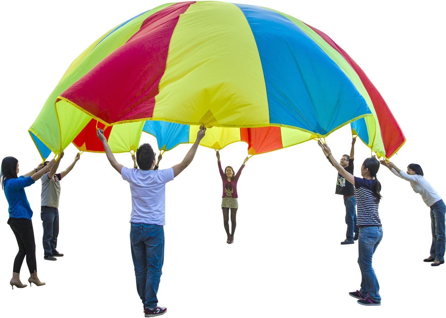 Sonyabecca Parachute, Play Parachute 10ft 12ft 16ft with 12 Handles 20ft 24ft with 16 Handles for Kids Cooperation Group Play