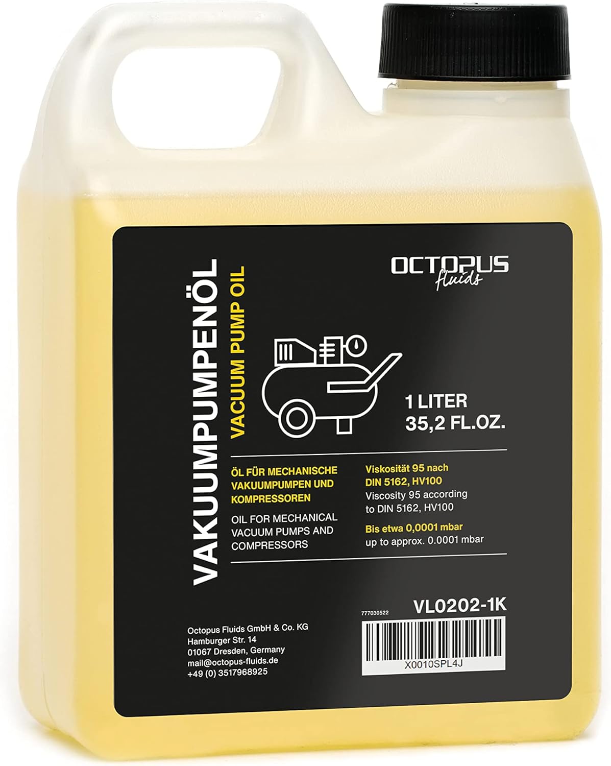 1000 ml Vacuum pump oil 1 liter Vacuum oil Oil Vacuum pump Pump oil Compressor oil HV100 Machine oil
