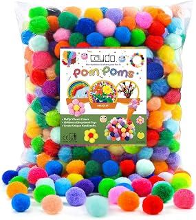 Caydo 400 Pieces 1 Inch 20 Colors Pompoms Arts and Crafts Pom Poms Balls for Hobby Supplies and Creative Craft DIY Material