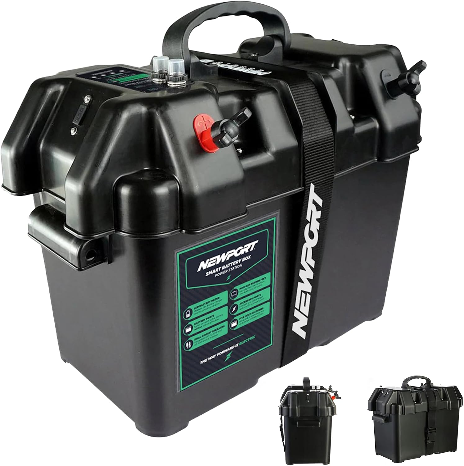 Newport Trolling Motor Smart Battery Box Power Center with USB and DC Ports, Medium