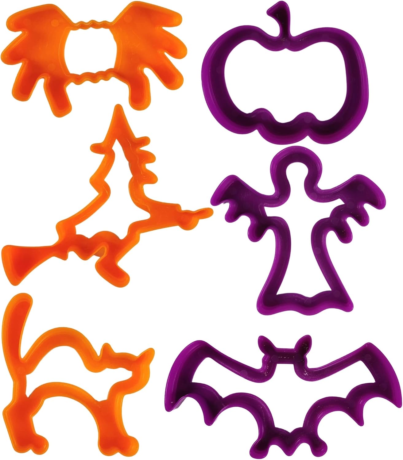 Halloween Plastic Play Dough Cutters for Baking, Halloween Cookie Cutters for Kids, Playdough Modelling Pack of 6 Shape Cutters.