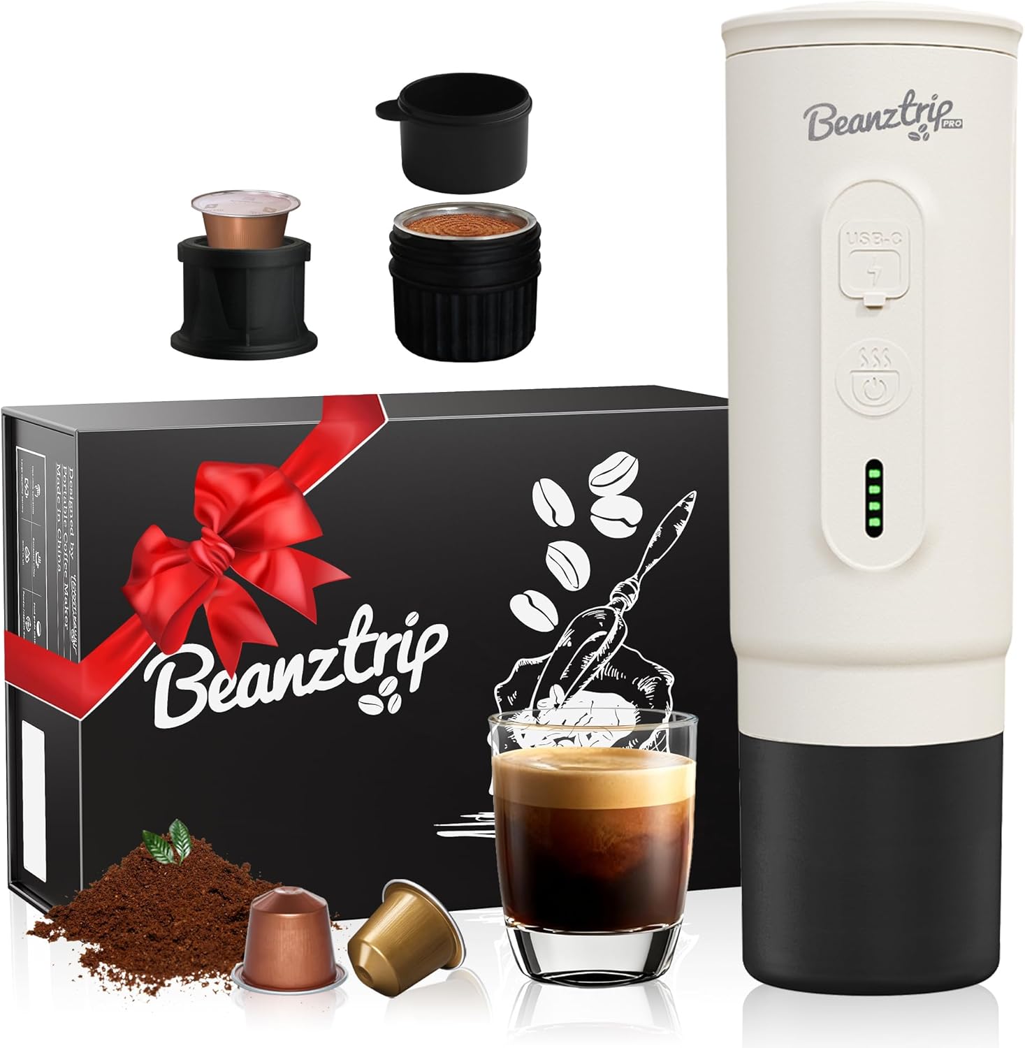 H02 PRO Portable Espresso Maker, Electric Coffee Machine Compatible with NS Capsule & Ground Coffee, 20 Bar Travel Small Mini Espresso Machine for Camping, Hiking, Office, with Gift Box