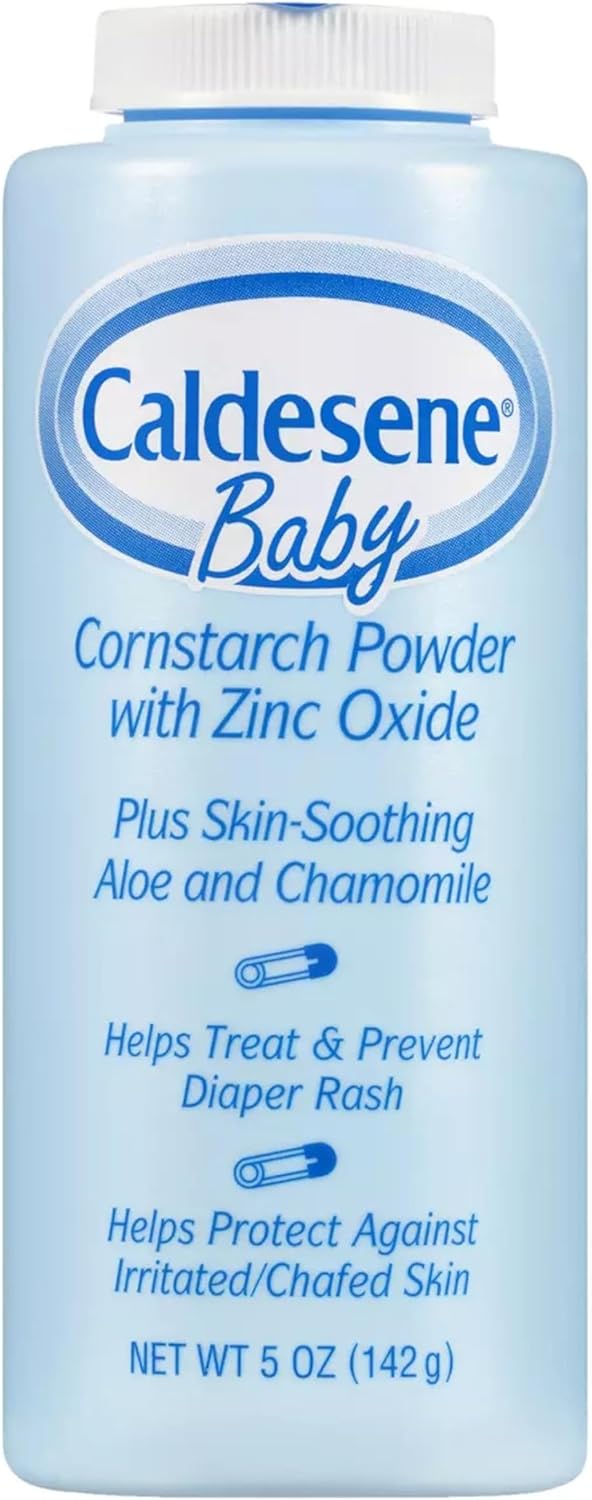 Caldesene Cornstarch Baby Powder with Zinc Oxide, Talc-Free Baby Powder, 5 Oz (4 Pack)