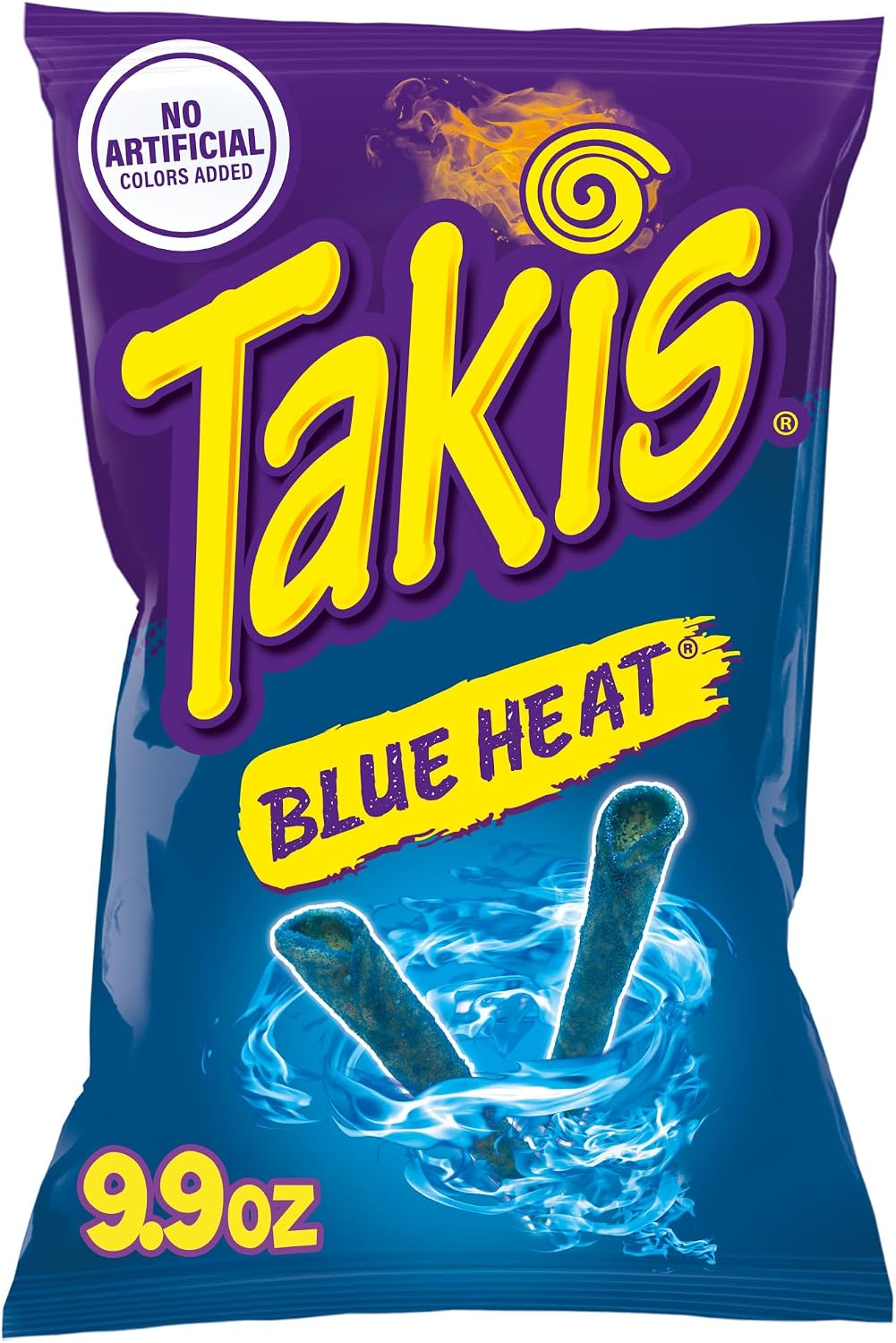 Takis Blue Heat Rolled Tortilla Chips, Hot Chili Pepper Artificially Flavored, 9.9 Ounce Bag