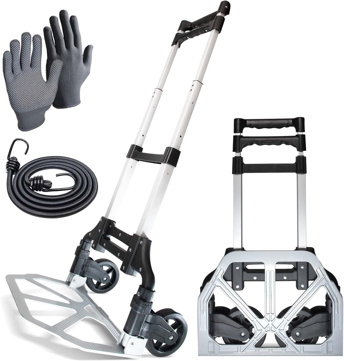 WMR Heavy Duty Aluminium Folding Hand Truck Trolley | Multi-Purpose Sack Barrow Cart | Lightweight & Durable Aluminium Trolley for Luggage, Home, Office, Warehouse, Groceries | 80kg Max Load Capacity