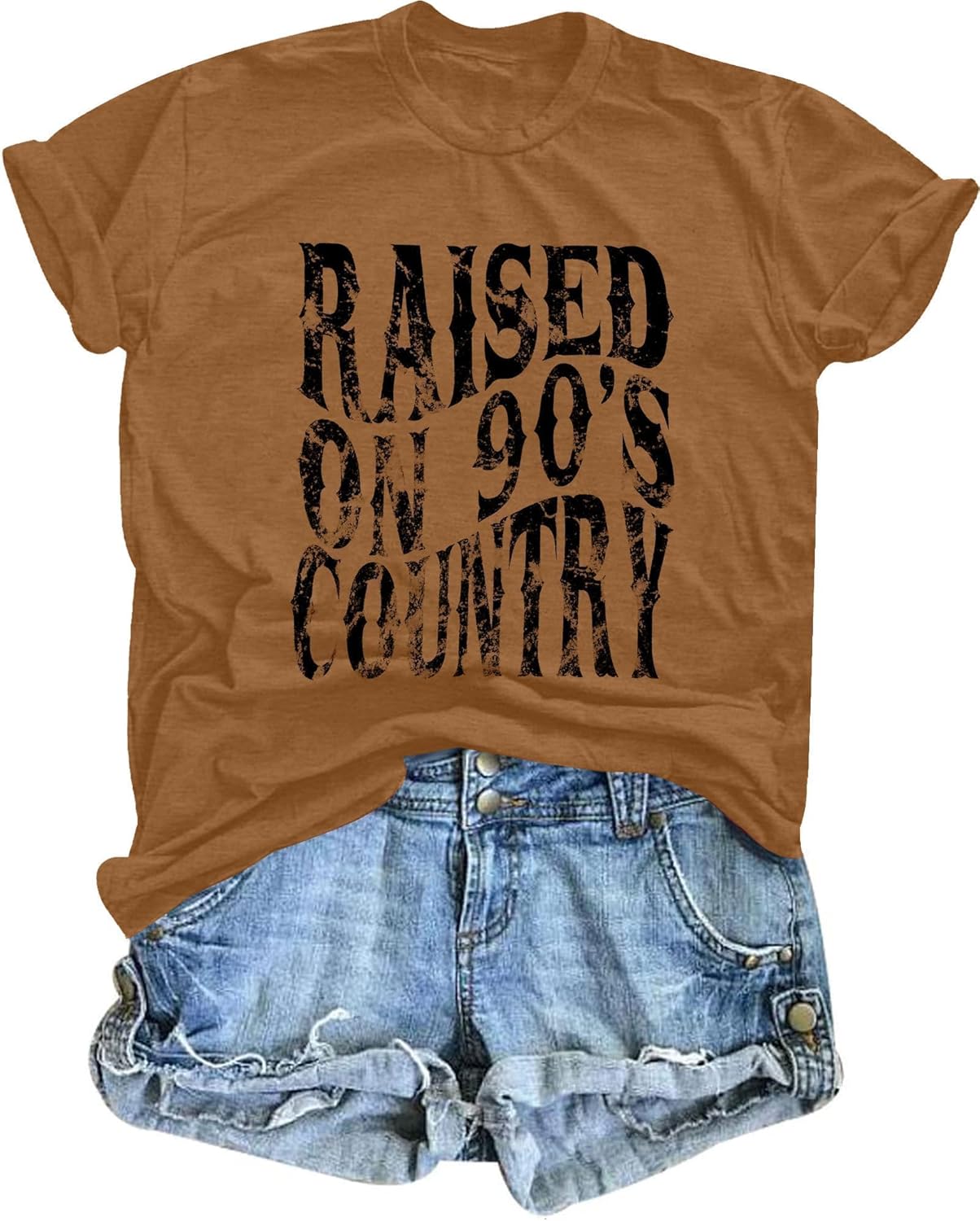 QLIPIN Raised on 90s Country Shirt Womens: Country Concert Outfits 90s Music Tshirt Vintage Graphic Short Sleeve Tee