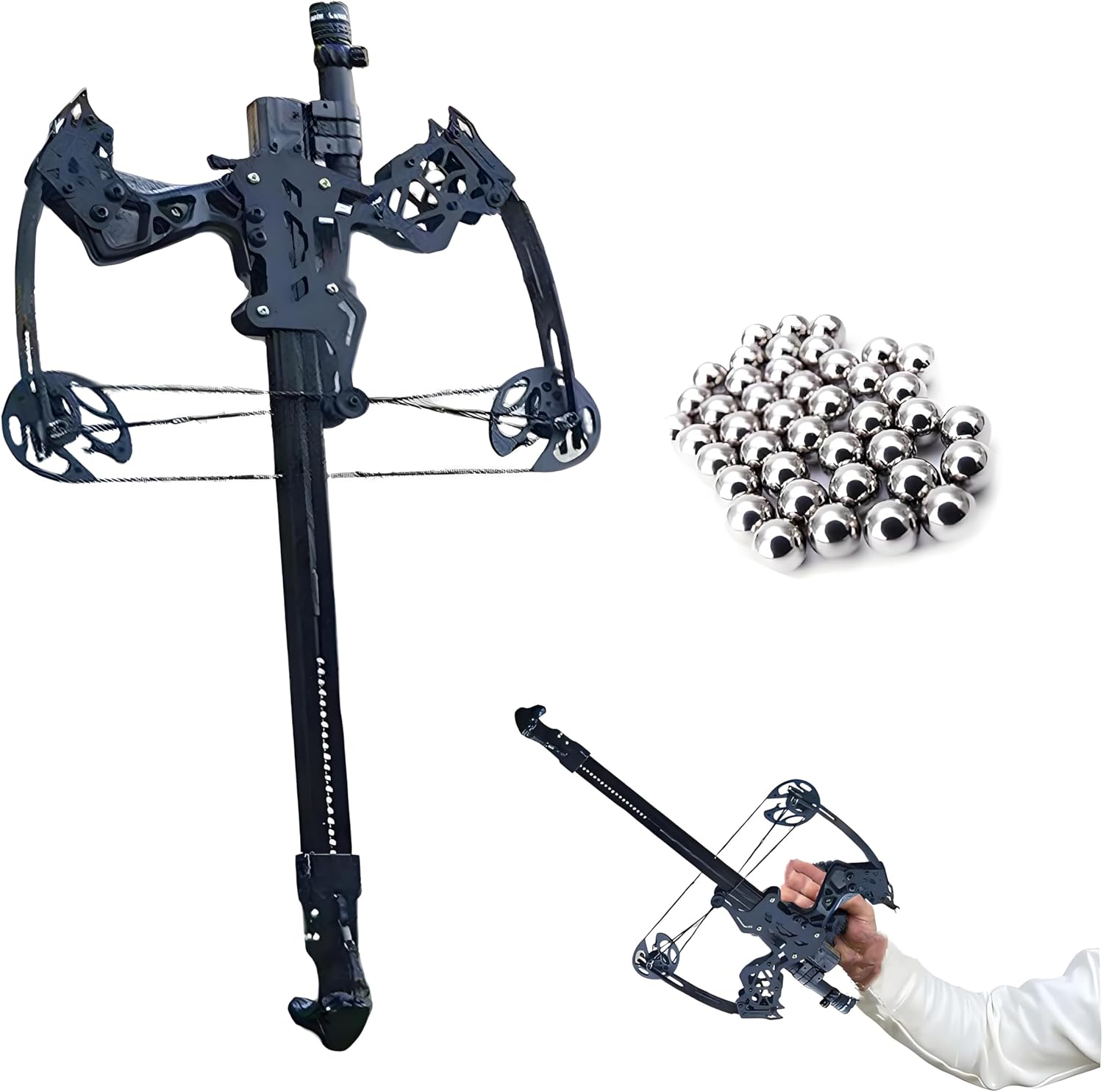 Mini Compound Bow 45lb Archery Shooting Rapid Bow Shooter Steel Ball Launcher Hunting,Right Handed Hunting Bows for Adults,Right Handed Hunting Bows for Adults,with 100pcs 8mm steel beads