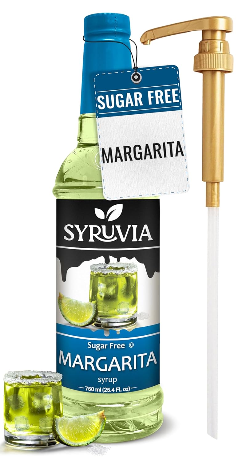 Syruvia Sugar-Free Lime Margarita Syrup - 25.4 fl oz. Premium Cocktail Mixer. No Calories, Gluten-Free, and Keto-Friendly. Ideal for Enhancing Drinks, Cocktails, Mocktails, and More with Pump