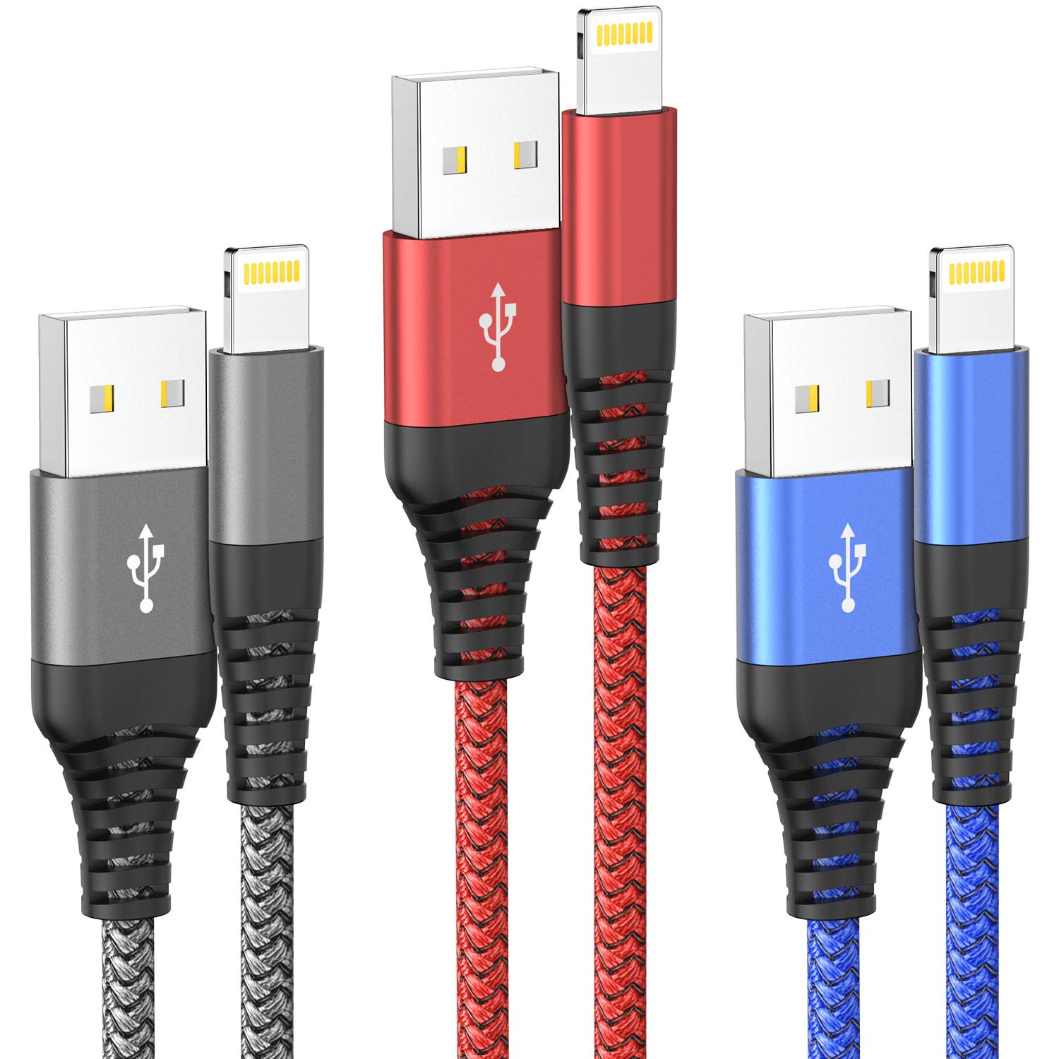 Ofuca iPhone Charger Cable, Lightning Cable 3Pack 6FT/1.8M iPhone Charger Braided Long iPhone USB Fast Charging Cable Compatible with iPhone 14/13/12/11/Pro/Xs Max/X/8/7/Plus/6S/6/SE/5S iPad and More