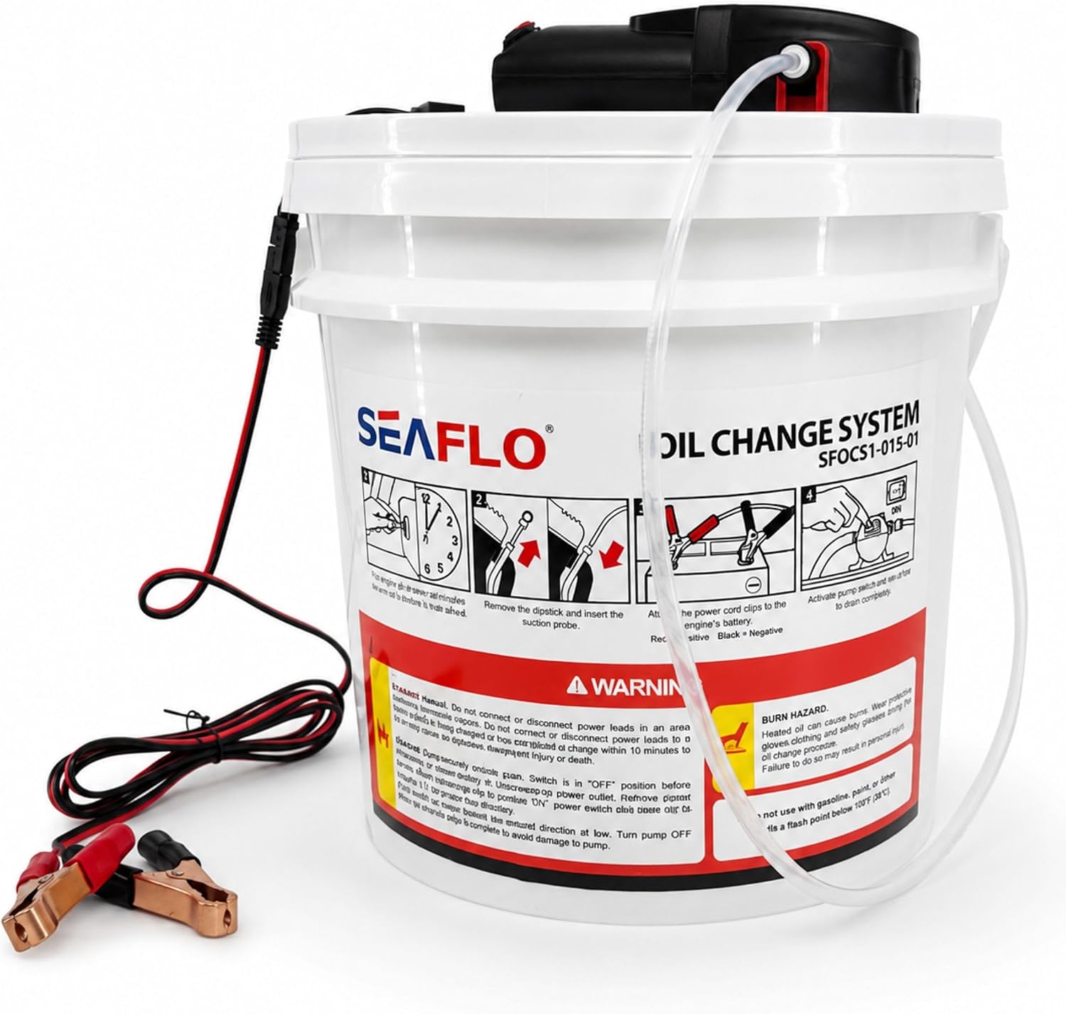 SEAFLO 12V 3.7 Gallon Oil Change System – High Flow Oil Extraction Pump – 12 Volt DC – Portable Oil Evacuator for Boats and RV Maintenance – 4-Year Warranty!