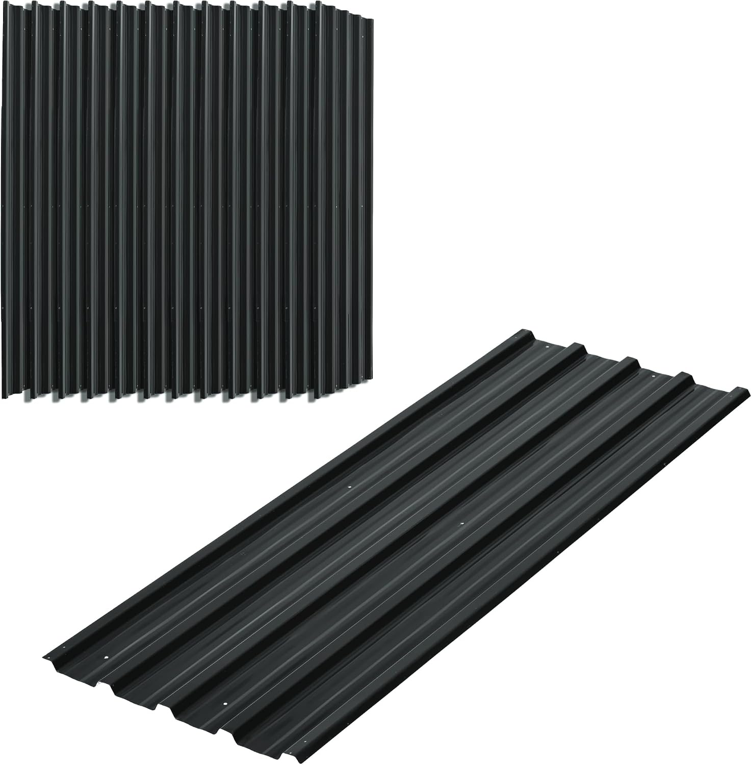 Outsunny Corrugated Roofing Sheets, Pack of 12, Galvanised Metal Roofing Sheets for Greenhouse, Garage, Storage Shed, Carport, 129 x 45cm, Dark Grey