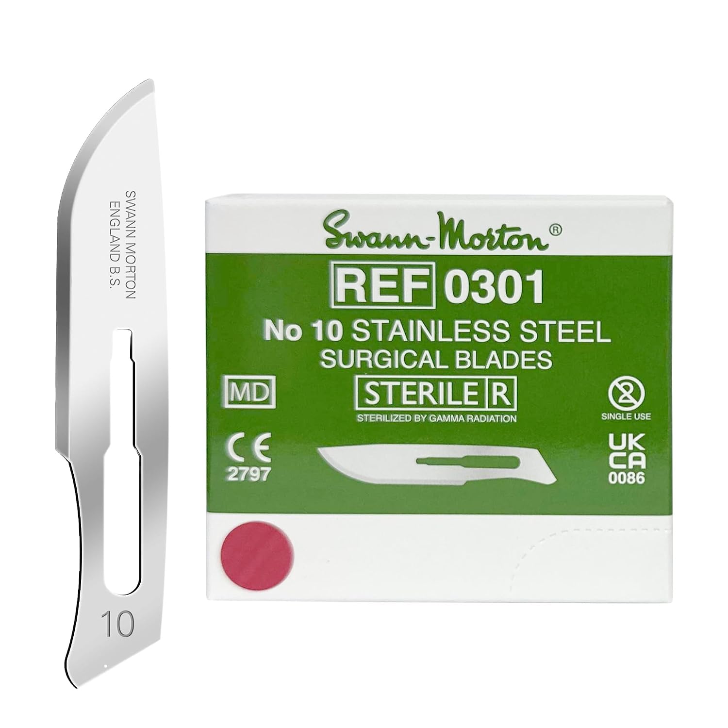Swann Morton Surgical Scalpel Blade #10 - Sterile Dermaplaning, Box of 100