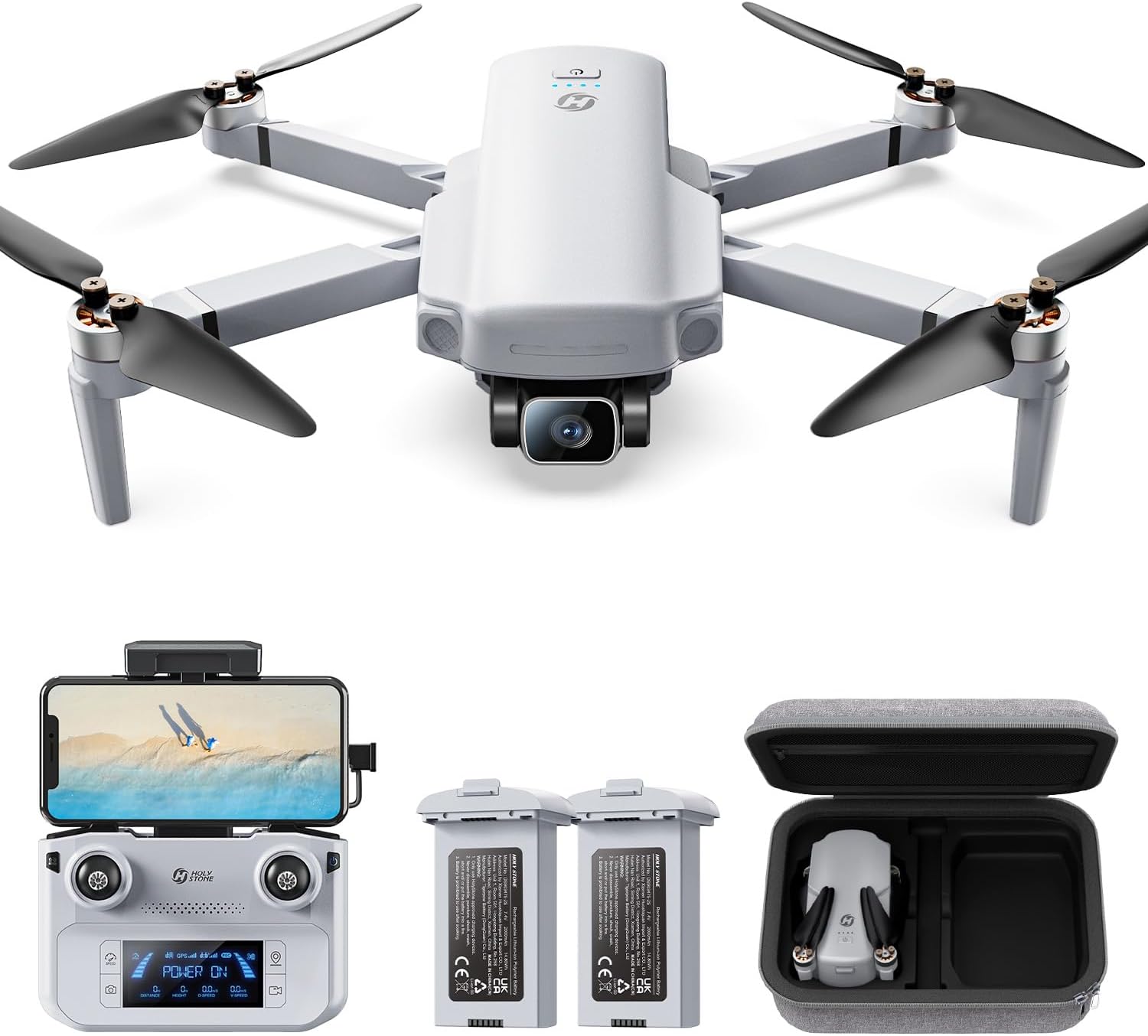Holy Stone HS360D GPS Drones With 4K Camera For Adults, 249g RC Quadcopter with 80-Min Flight Time, 20000ft Range FPV Transmission Beginner Drone, Auto Return, 2 Batteries, Upgraded HS360S
