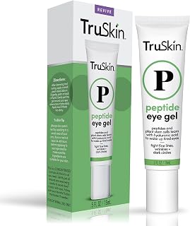 TruSkin Peptide Eye Gel – Minimize Lines & Brighten Eye Area – Dark Circles Under Eye Care with Peptides, Plant Stem Cells, Hyaluronic Acid, 0.5 fl oz