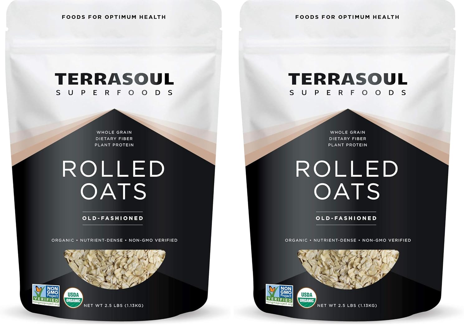 Terrasoul Superfoods Organic Rolled Oats, 2.5 lbs - Gluten-Free | Old-Fashioned | Whole Grain… (Pack of 2)