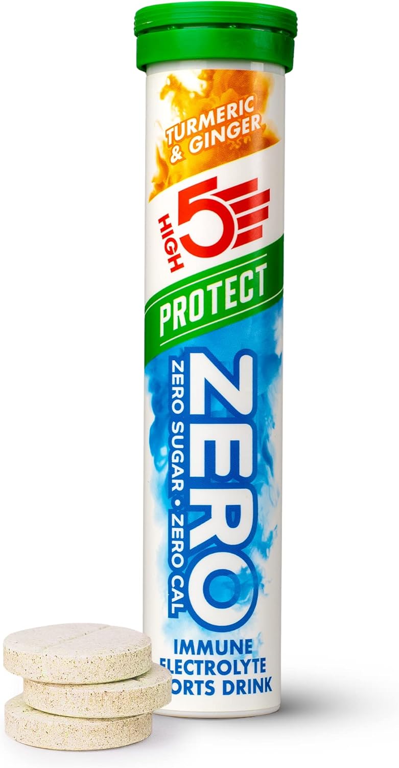 HIGH5 ZERO Protect Electrolyte Tablets | Hydration Tablets with Vitamin C & D | 0 Calories & Sugar Free | Boost Hydration, Performance & Wellness | Turmeric & Ginger, 20 Tablets (20x, Pack of 1)