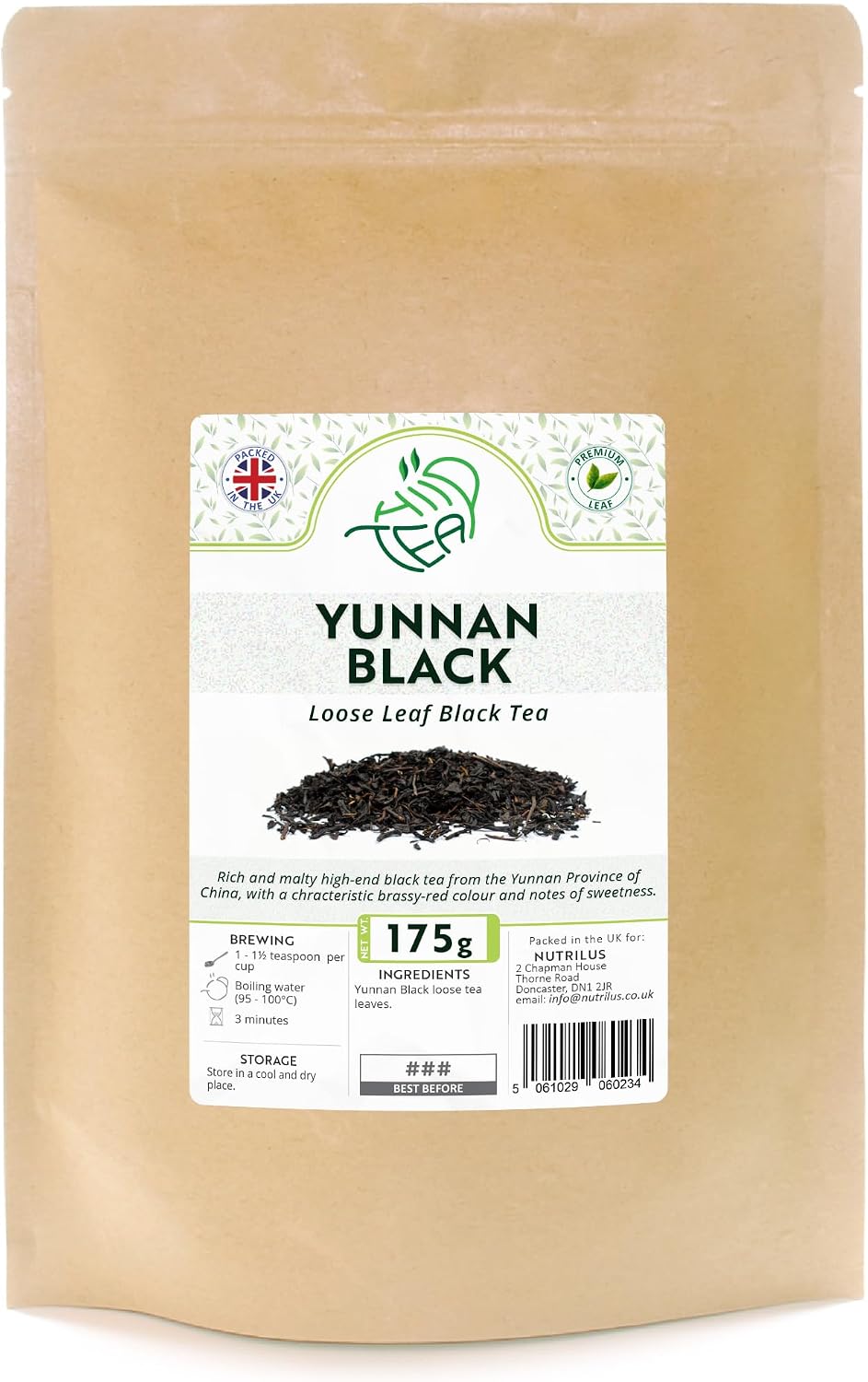 Yunnan Black Premium Loose Leaf Tea (Black, 175g)