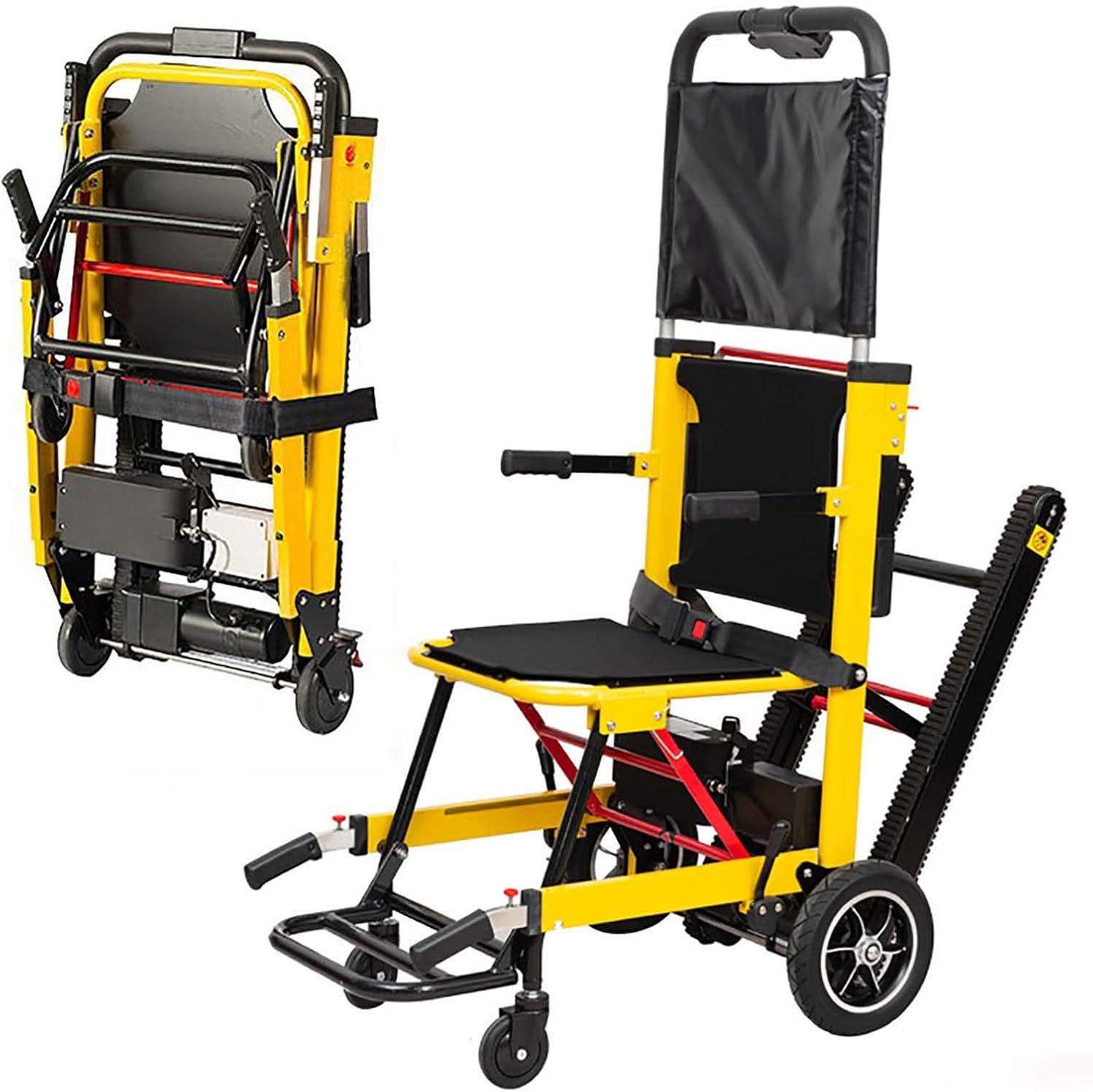 Electric Climbing Stair Wheelchair Trolley, Folding Portable Chair Stair Lift Climber Stair Mobility Assist Medical Equipment， Load Capacity 380Lb
