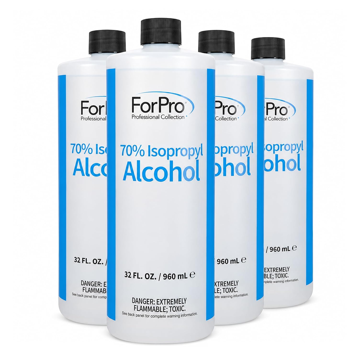 ForPro 70% Isopropyl Alcohol (IPA), 1 Gallon, 32 Fl Oz (Pack of 4) – Pure & Unadulterated Concentrated Alcohol