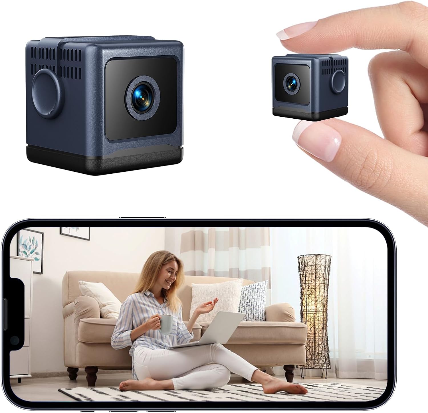 HD Mini Home Security Camera with Night Vision 4K Mini Nanny Camera with App Control for Home Office Security and Baby and Pet Monitoring (Video Only) (Black)