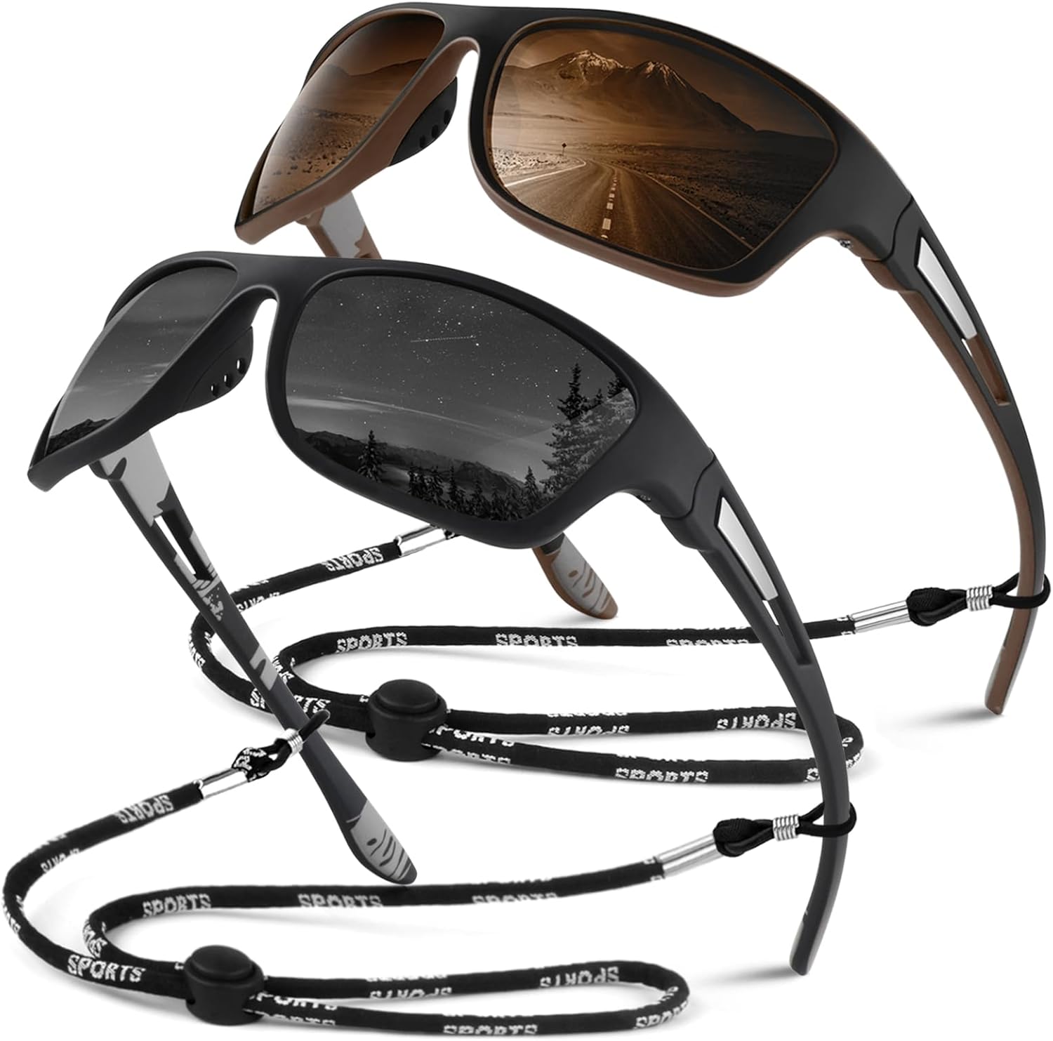 Sunier Polarised Cycling Sunglasses Men Women, Wrap Around Unbreakable Sports Fishing Driving UV400 Sun Glasses