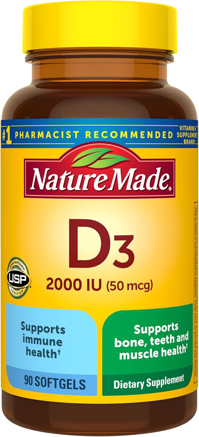 Nature Made Vitamin D3 2000 IU (50 mcg), 90 Vitamin D Softgels