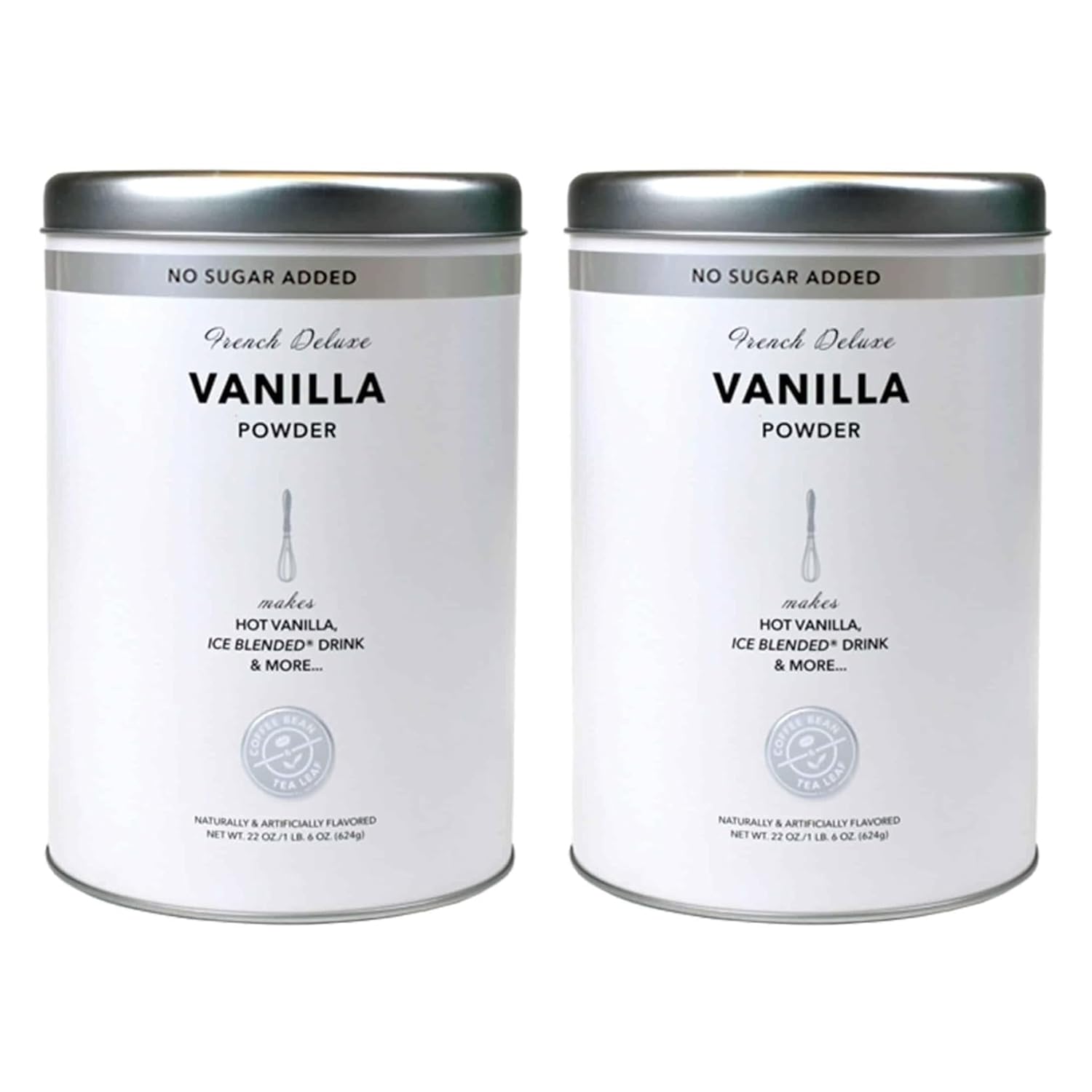 The Coffee Bean & Tea Leaf, Vanilla No Suger Added Creamer for Coffee, Lattes, Smoothies, Drinks, Baking, 22oz tin, 2 pack