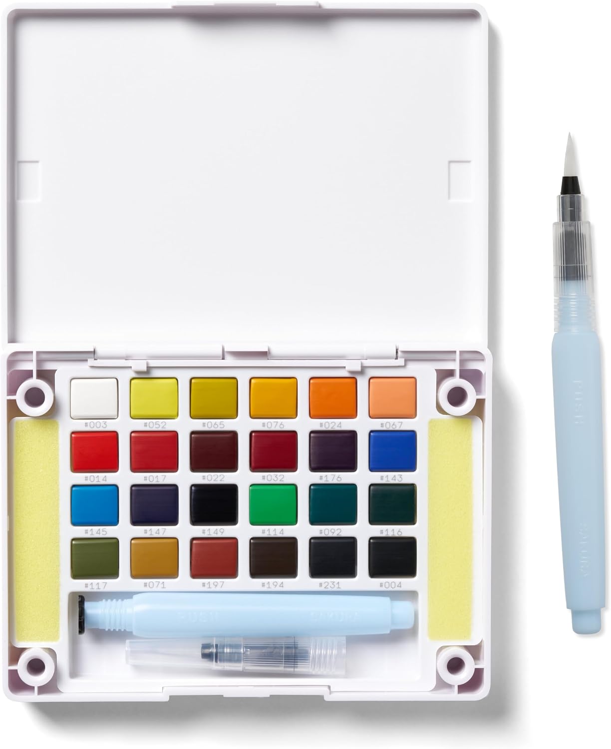 SAKURA Koi Pocket Field Sketch Kit - Watercolor Sets for Painting On the Go - Holiday Gifts for Artists, Crafters & DIY Gifts Projects - 24 Colors - 1 Water Brush - 1 Sponge - 1 Mixing Palette