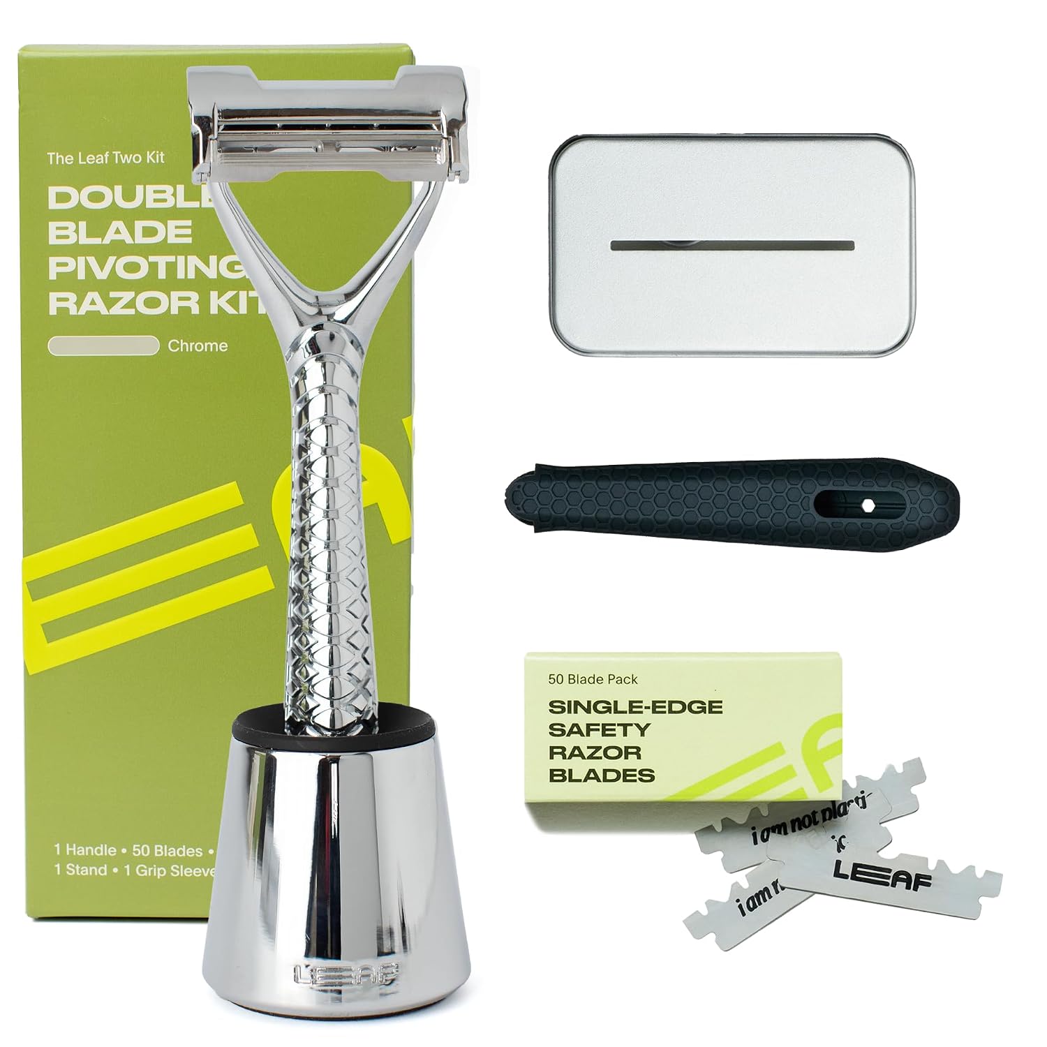 Leaf Shave Leaf Two Kit - Two-Blade Safety Razor Set - Chrome