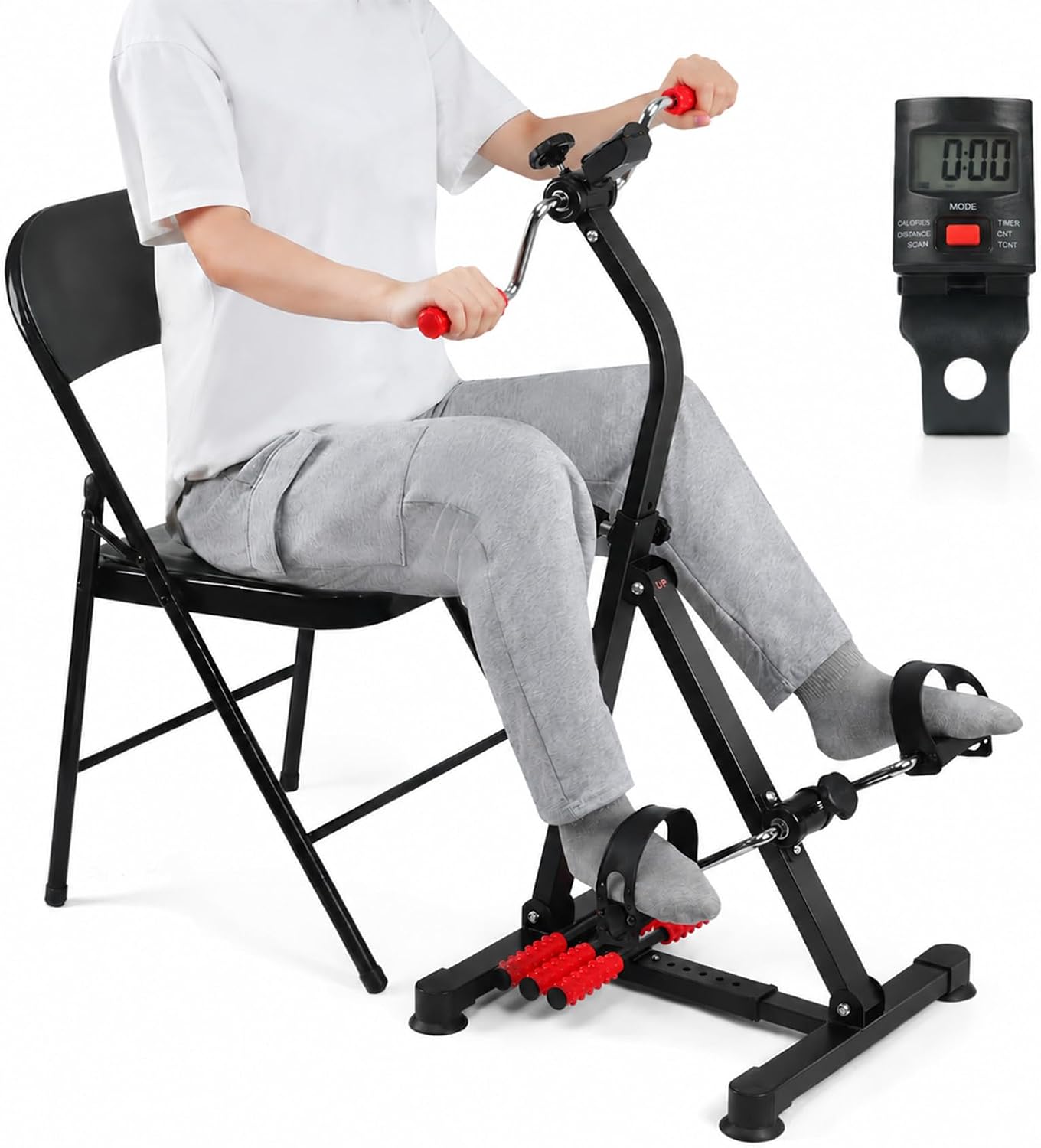Adjustable Pedal Exerciser Bike for Seniors - Hand Arm Leg and Knee Therapy, Stroke Recovery, Portable Fitness Equipment for Total Body Workout - Great Gift for Elderly Rehab