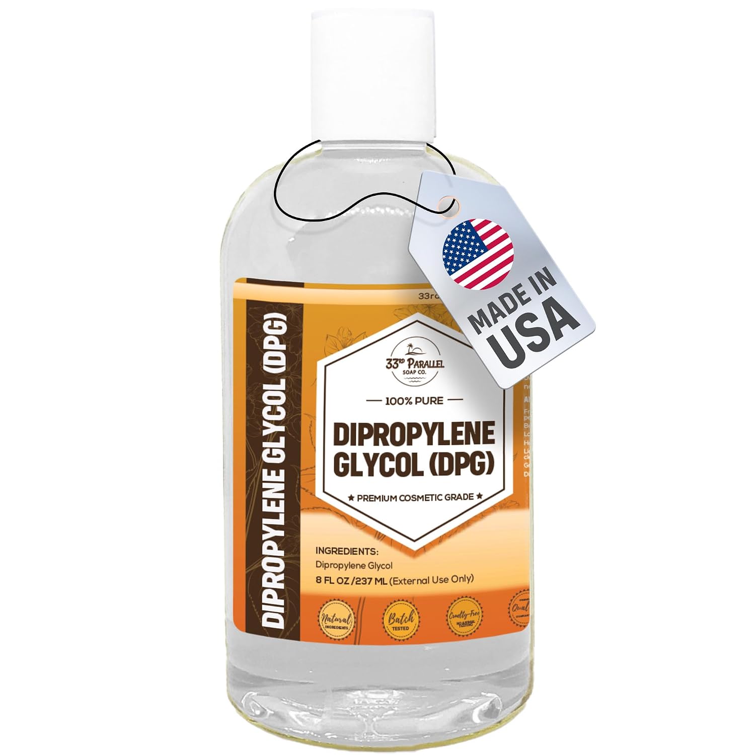 8oz Dipropylene Glycol (DPG) – Versatile Solvent & Fragrance Diluent for Perfume, Essential Oils & Personal Care Formulations – Clear, Low Odor Cosmetic Ingredient | 8 Ounces