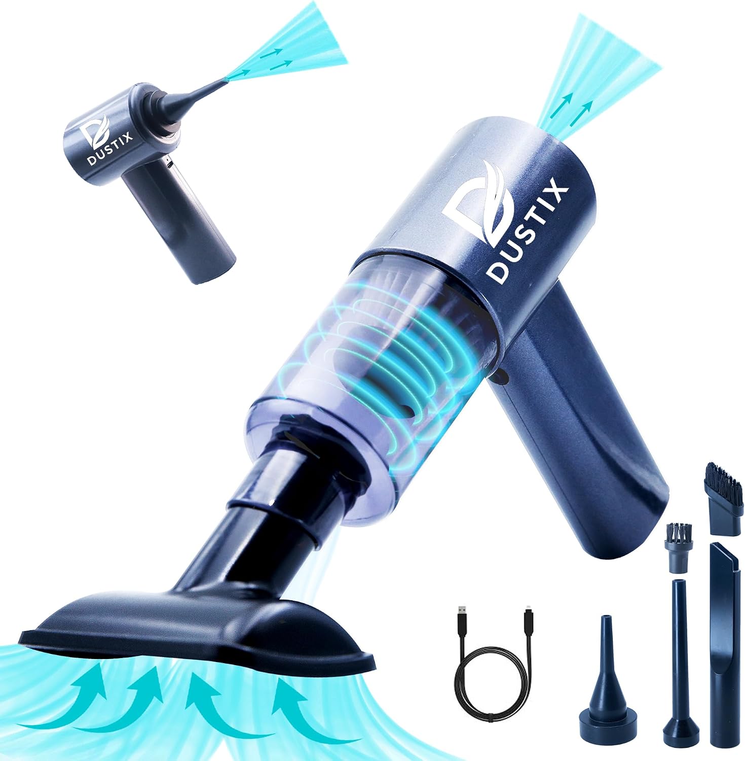 Dustix Handheld Car Vacuum Cleaner Cordless, Powerful 10000PA Dual Gear Suction, Portable, Lightweight & Mini Vacuum, Car Hoover, 4000mAh, Car, Office, Home & Kitchen Essentials for Cleaning & Blowing