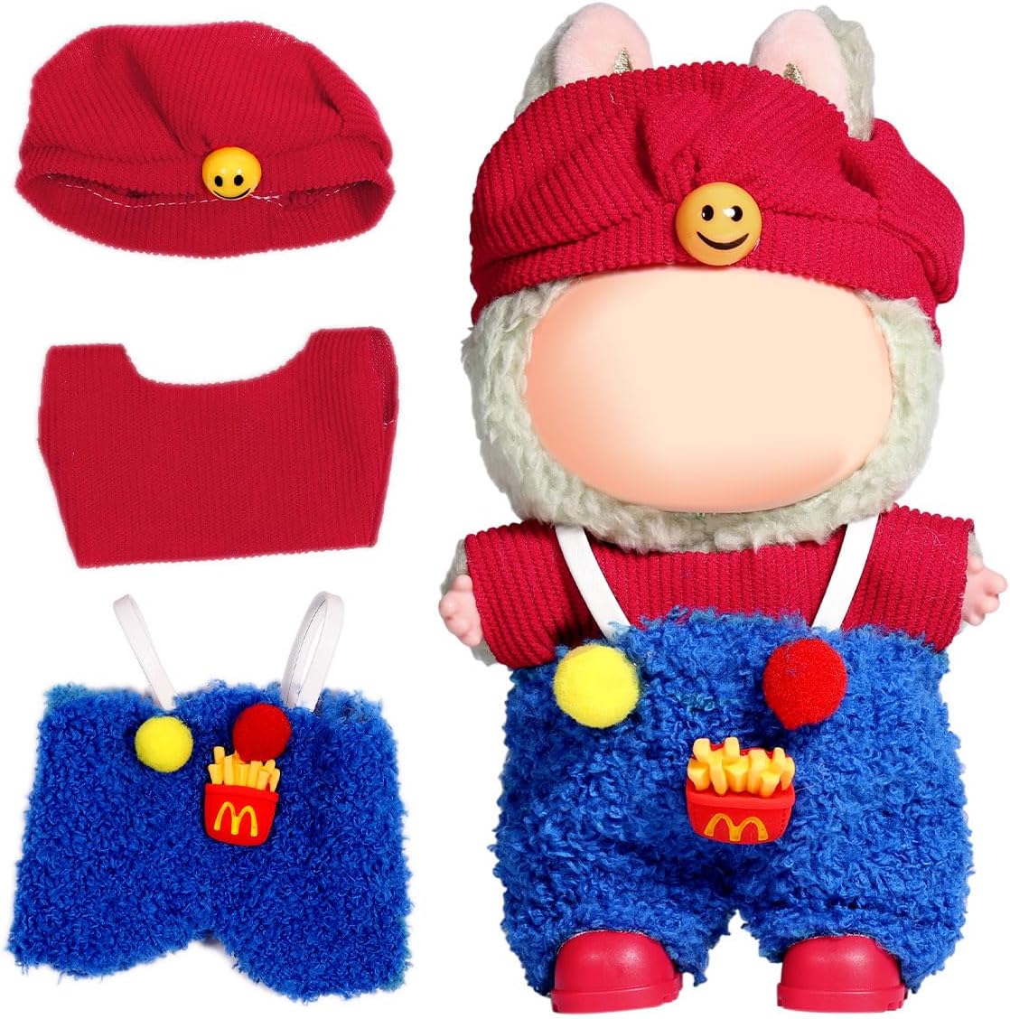 AICase for Labubu Clothes/for Labubu Outfits,Clothes Set for 17cm Lububu Doll,3 Piece Set Hat Clothing for LA BUBU, Boys and Girls Stylish Adorable Dolls Clothes Accessories (No Doll)_10
