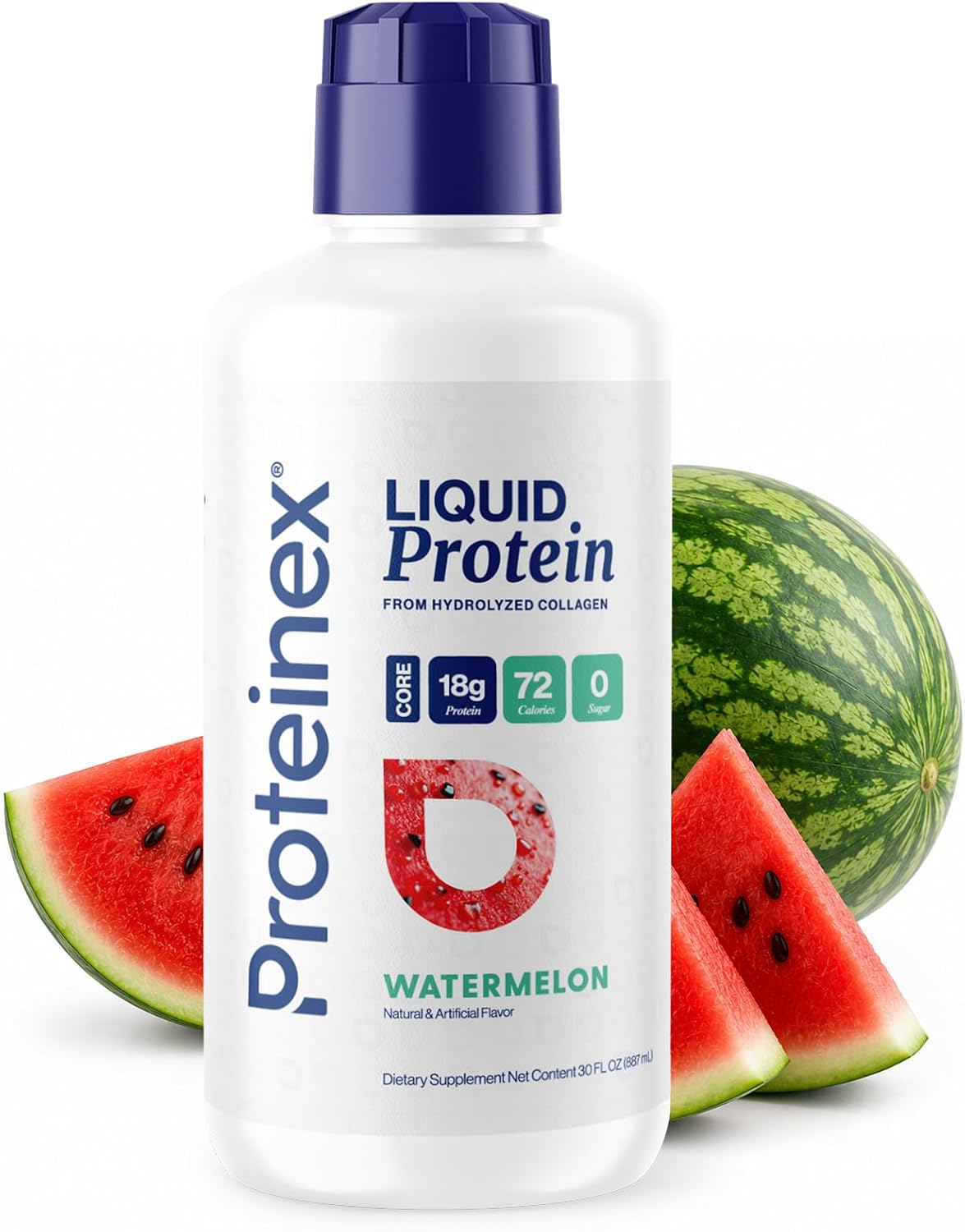 Proteinex Core Liquid Protein 18g, Collagen Peptides, Watermelon 30 Fl Oz