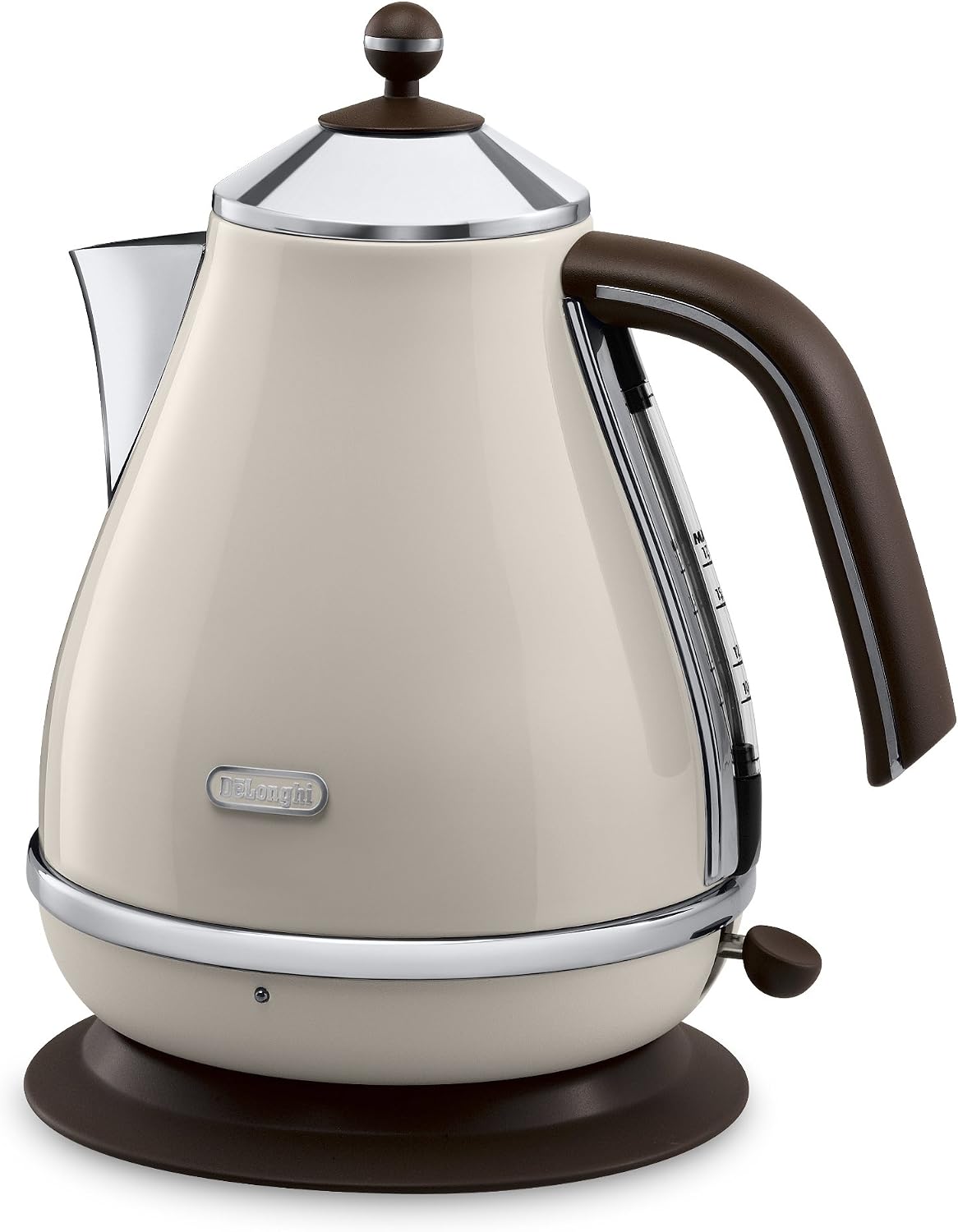 De'Longhi Vintage Icona KBOV3001BG Kettle - Pastel Cream and mahogany finish (color may vary slightly due to photographic effects)
