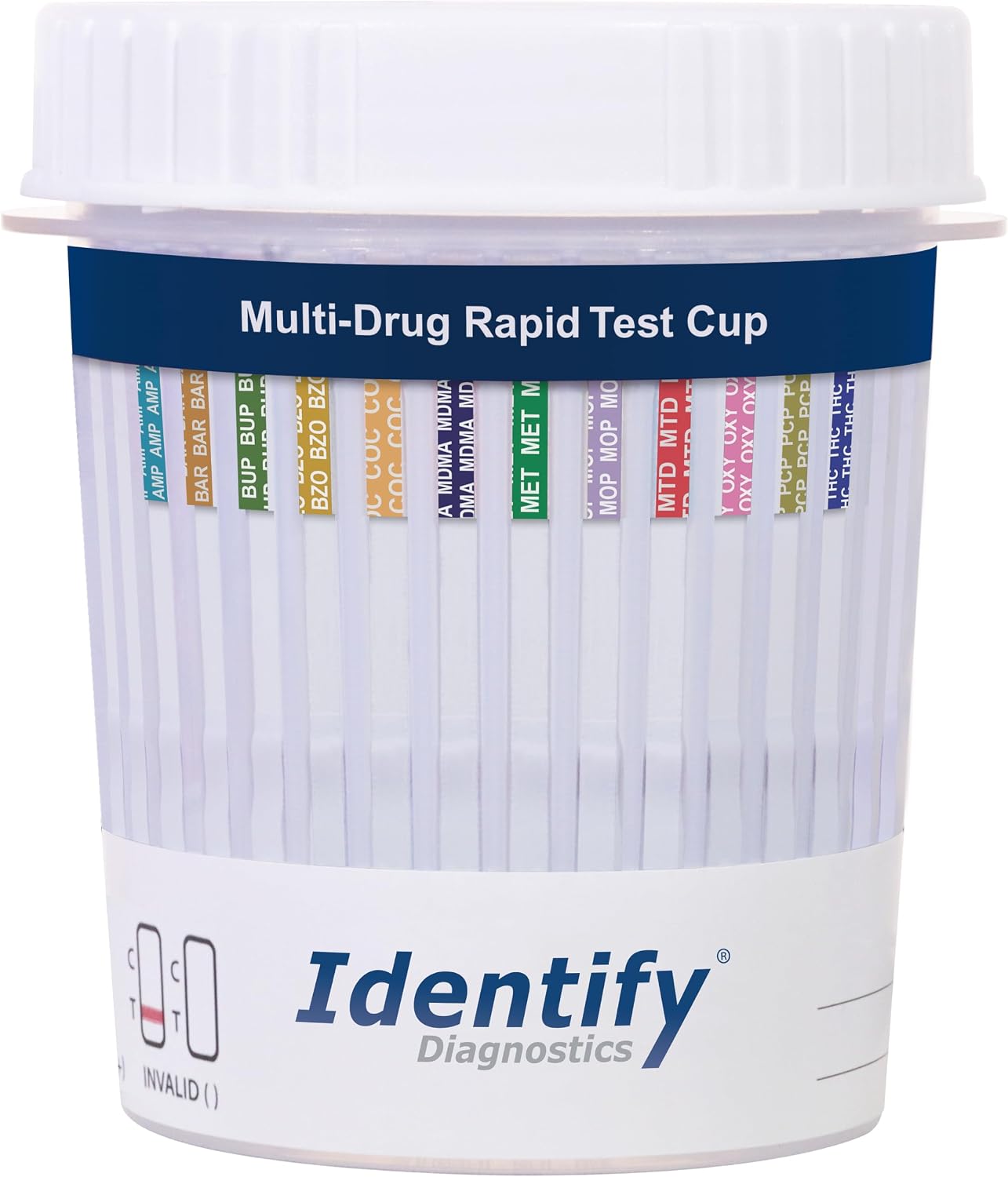 Identify Diagnostics 12 Panel Urine Drug Test Cup Kit - 5 Pack | Multi-Drug Rapid Test Kit Screens: AMP, BAR, BUP, BZO, COC, MDMA, MET, MOP, MTD, OXY, PCP, THC