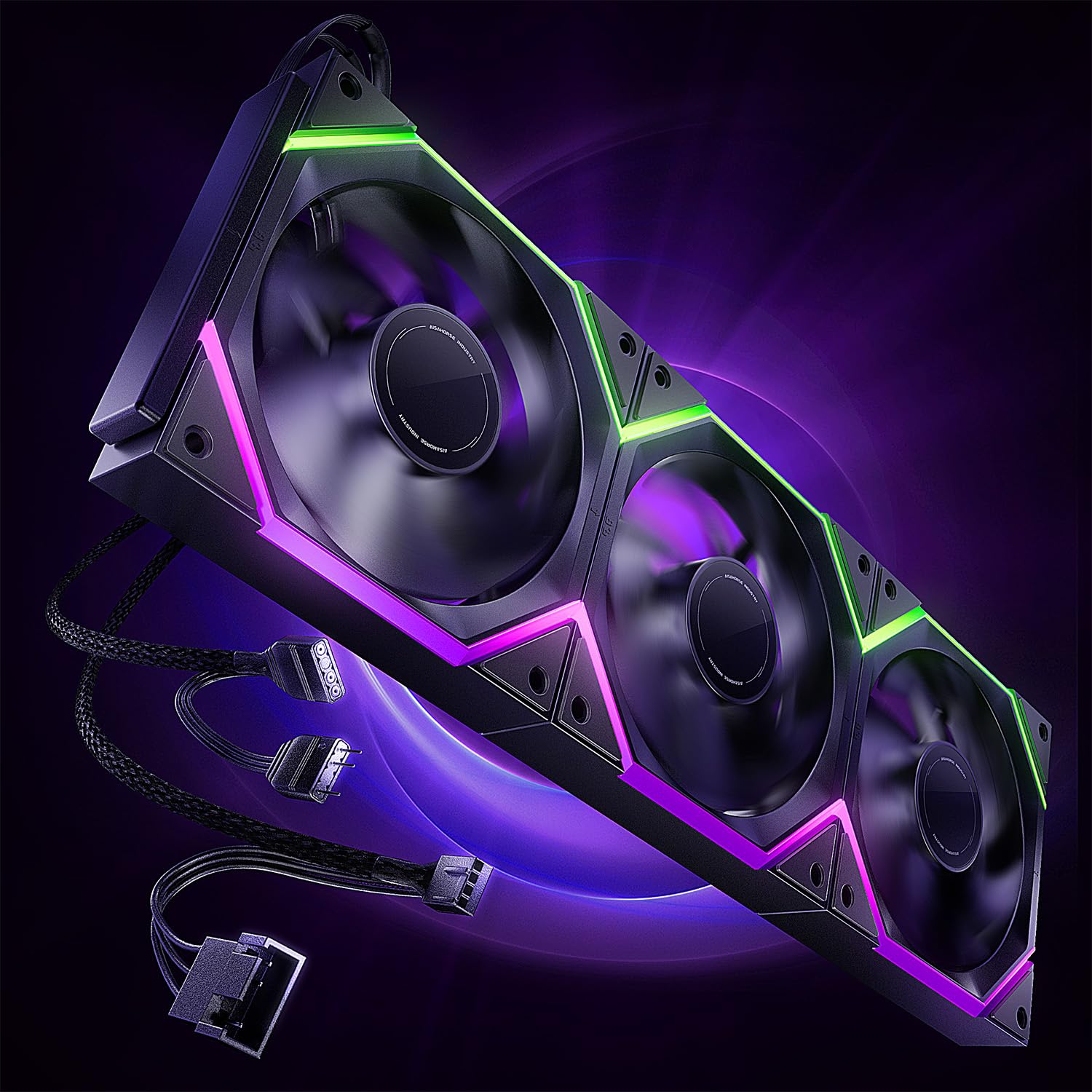 AsiaHorse Nyota Pro 120mm PC Fans ARGB PWM, Modular Daisy-Chain Design, Dual-Zone Asynchronous Lighting, 18 Addressable LEDs, 2000RPM High Airflow 61.5CFM, Low Noise 29dB, for PC Case & Liquid Cooler
