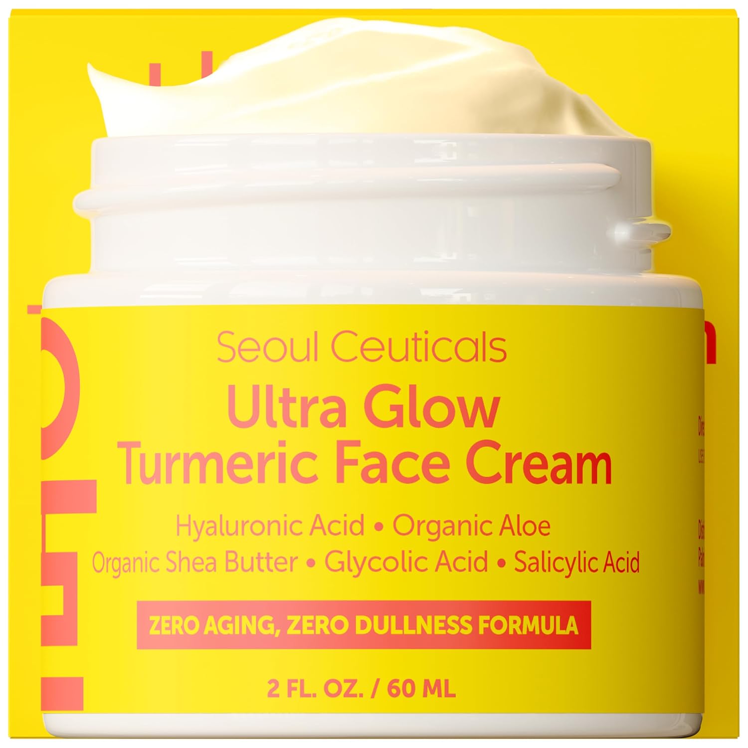SeoulCeuticals Korean Skin Care Turmeric Cream – Korean Face Moisturizer for Dull Dry Skin - Korean Beauty Skincare K Beauty for Glowing Skin 2oz