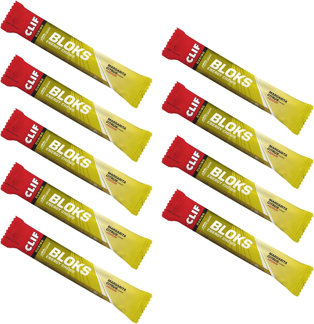 CLIF Bar Bloks Energy Chews - Margarita Citrus - Plant Based - Quick Energy for Cycling and Running - Workout Snack - 60g Bars (9 Pack)